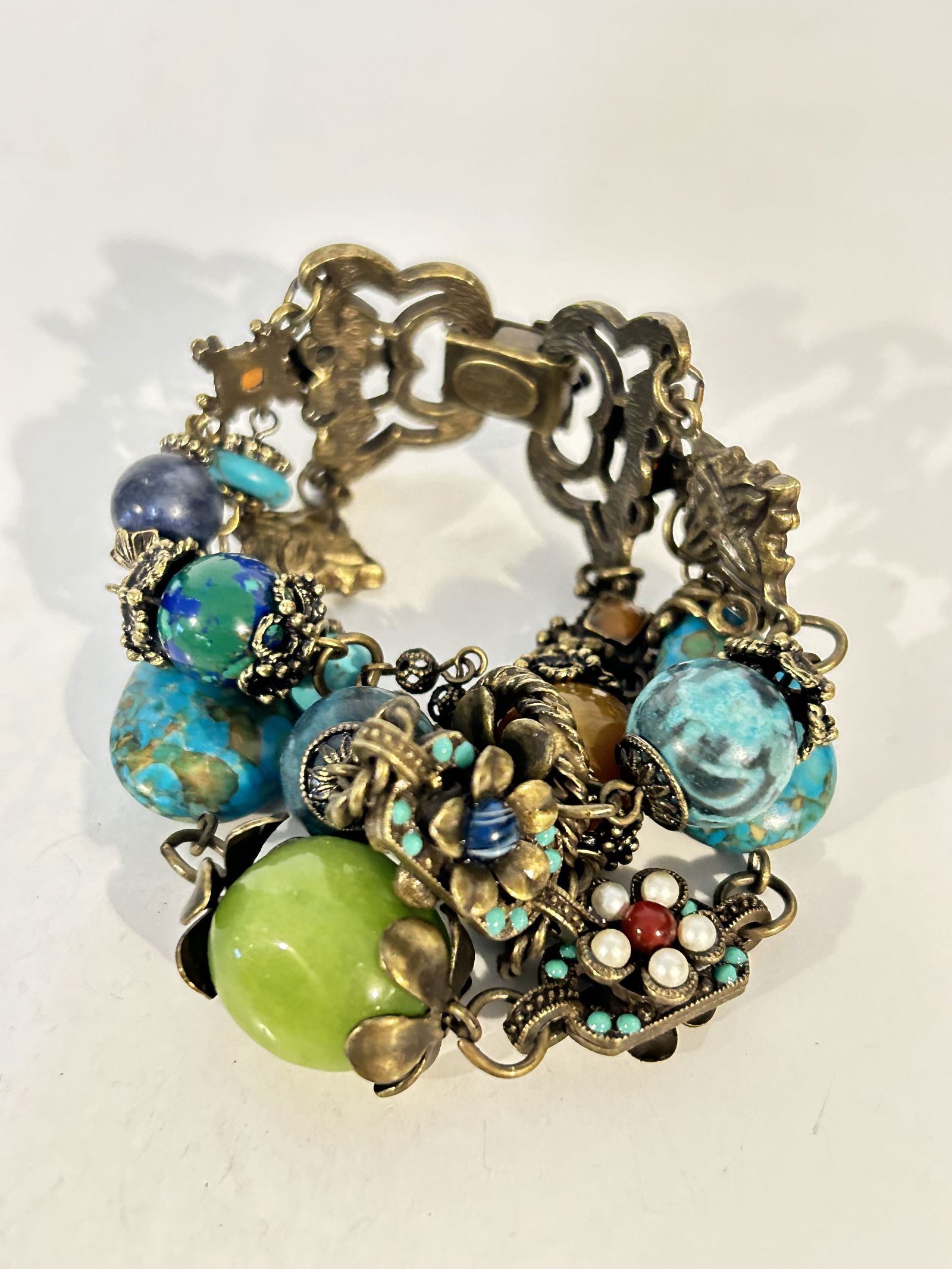 Sweet Romance triple strand gemstone Bracelet sz 6" (1 of 4)