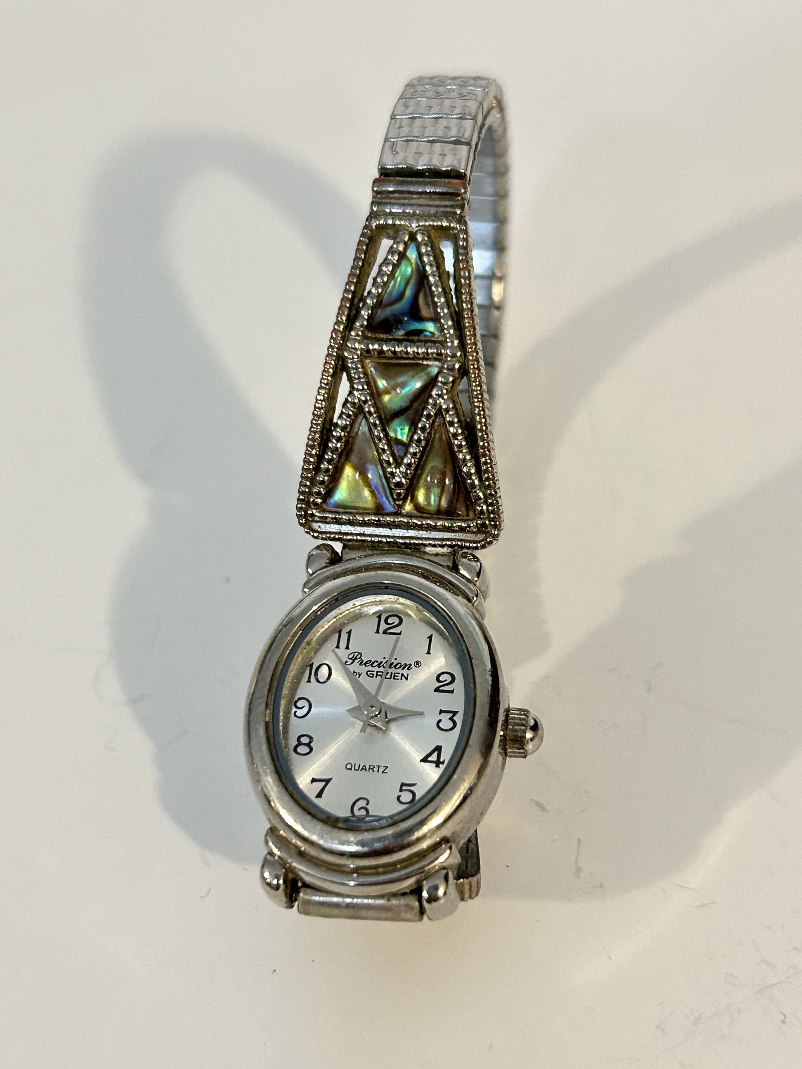 Gruen Precision Watch Women Silver Toned Petite Skinny Stretch Bracelet works great!!! (1 of 4)