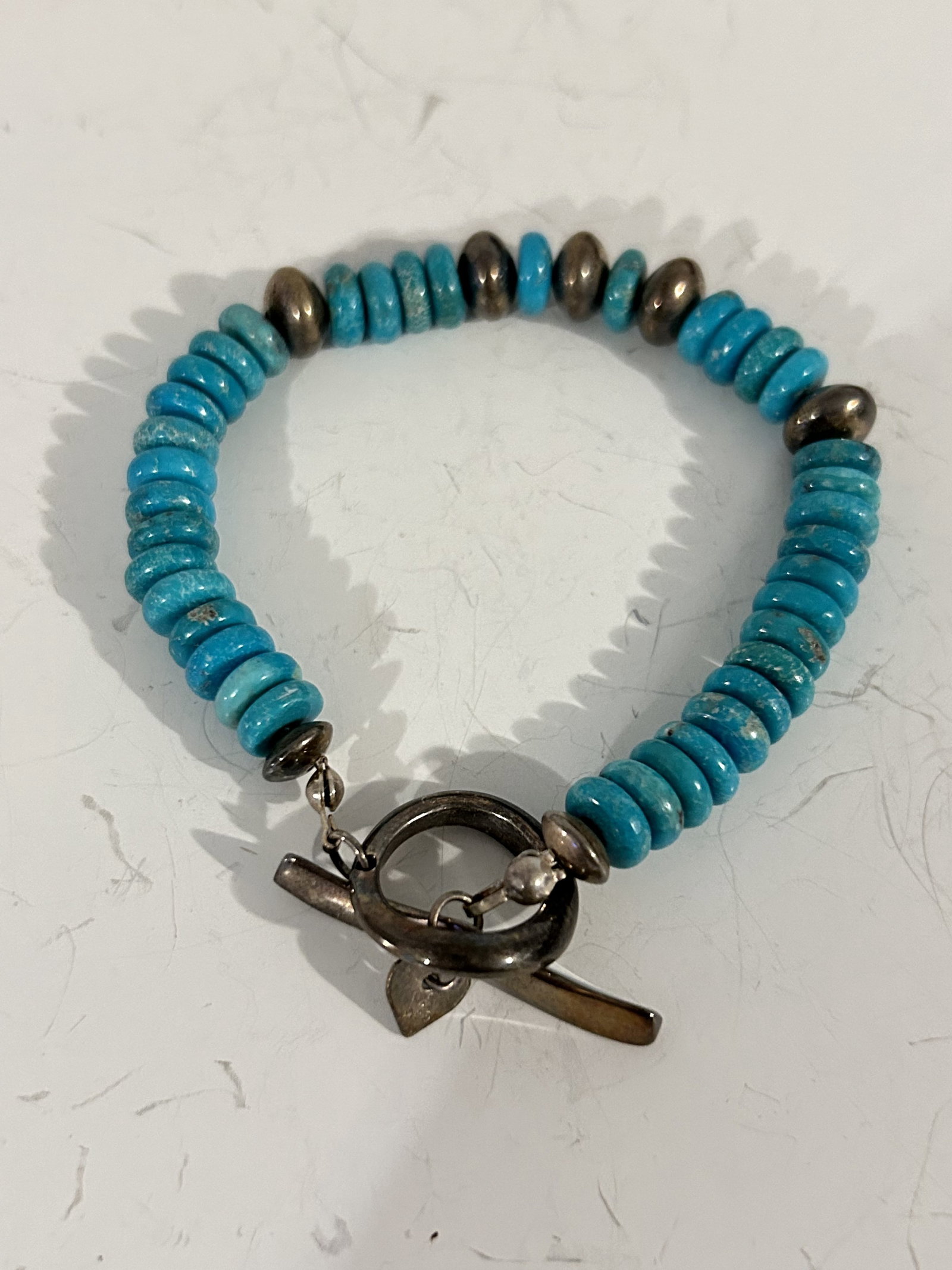 Jay King Mine Finds DTR sterling silver Turquoise Disc Bead Bracelet 8": Jay King Mine Finds DTR sterling silver Turquoise Disc Bead Bracelet 8" Please view all photos as they are part of the description and condition of this Item, Feel free to contact me with questions or