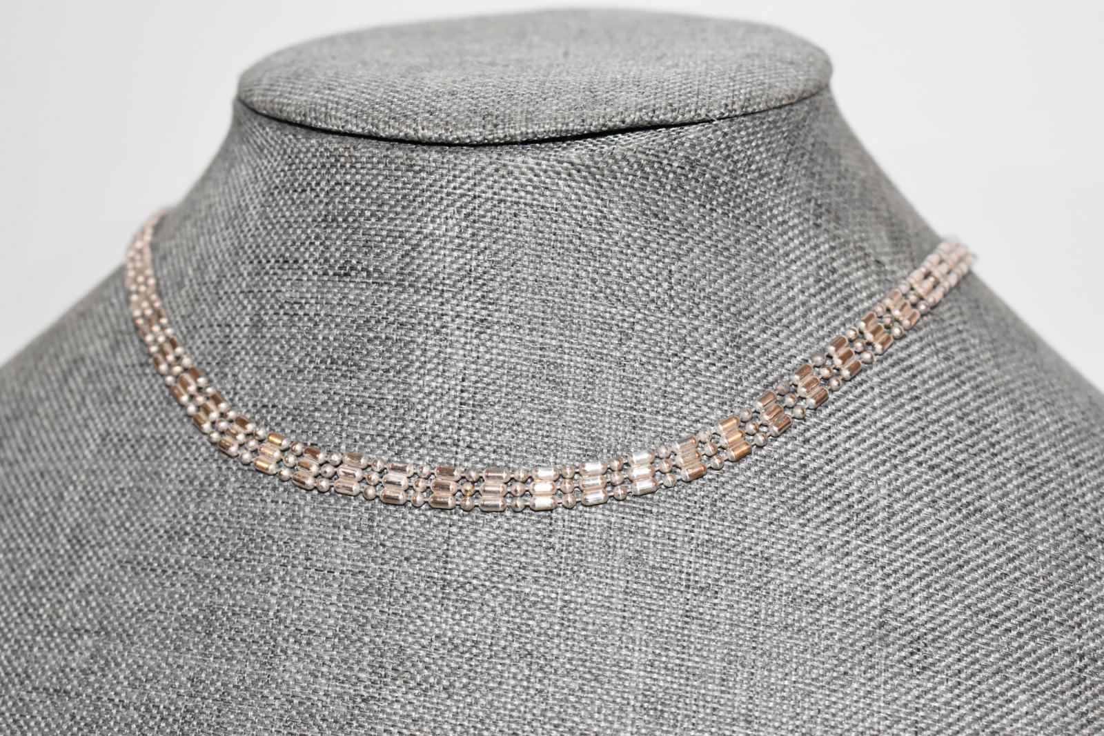 Vintage sterling silver beaded choker Necklace 16 grams 14": Vintage sterling silver beaded choker Necklace 16 grams 14" Please view all photos as they are part of the description and condition of this Item, Feel free to contact me with questions or picture req