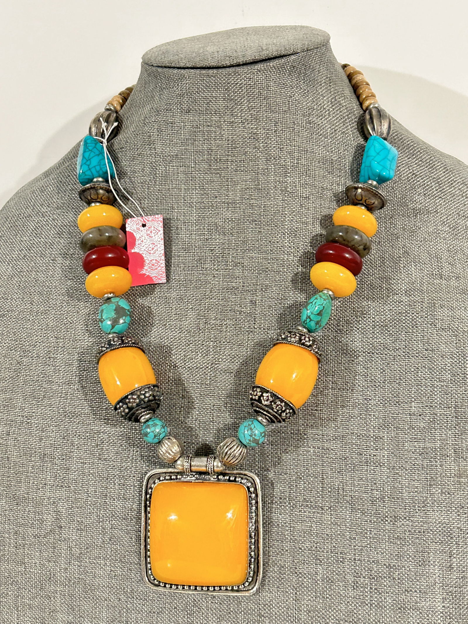 Talia Merav Sterling Silver Necklace Chunky Bali Style Graduated Gemstone 21" (1 of 6)