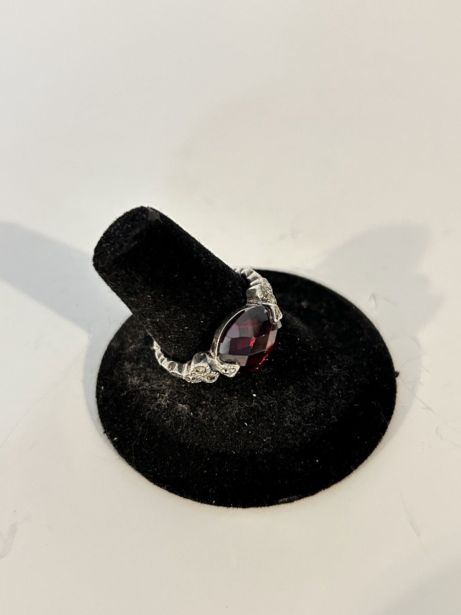Vintage Sterling Silver marcasite tourmaline Ring sz 8: Vintage Sterling Silver marcasite tourmaline Ring sz 8 Please view all photos as they are part of the description and condition of this Item, Feel free to contact me with questions or picture requests