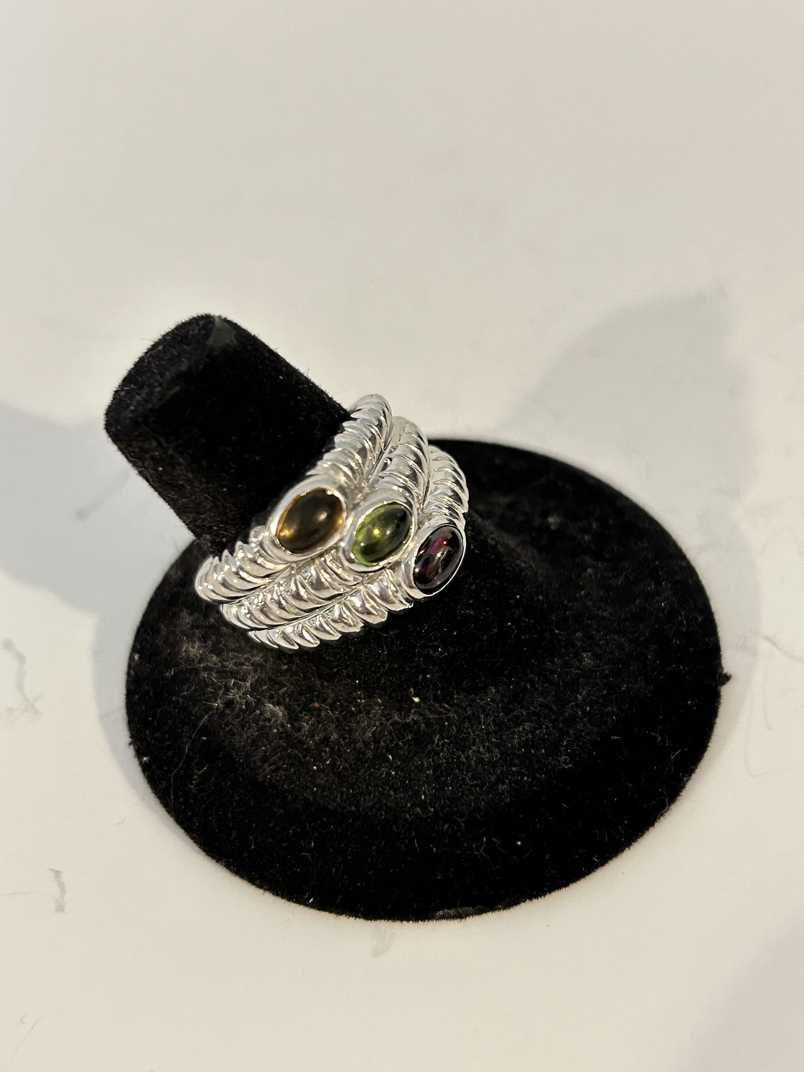 Vintage Sterling Silver multi color gemstone Ring sz 8 (1 of 5)