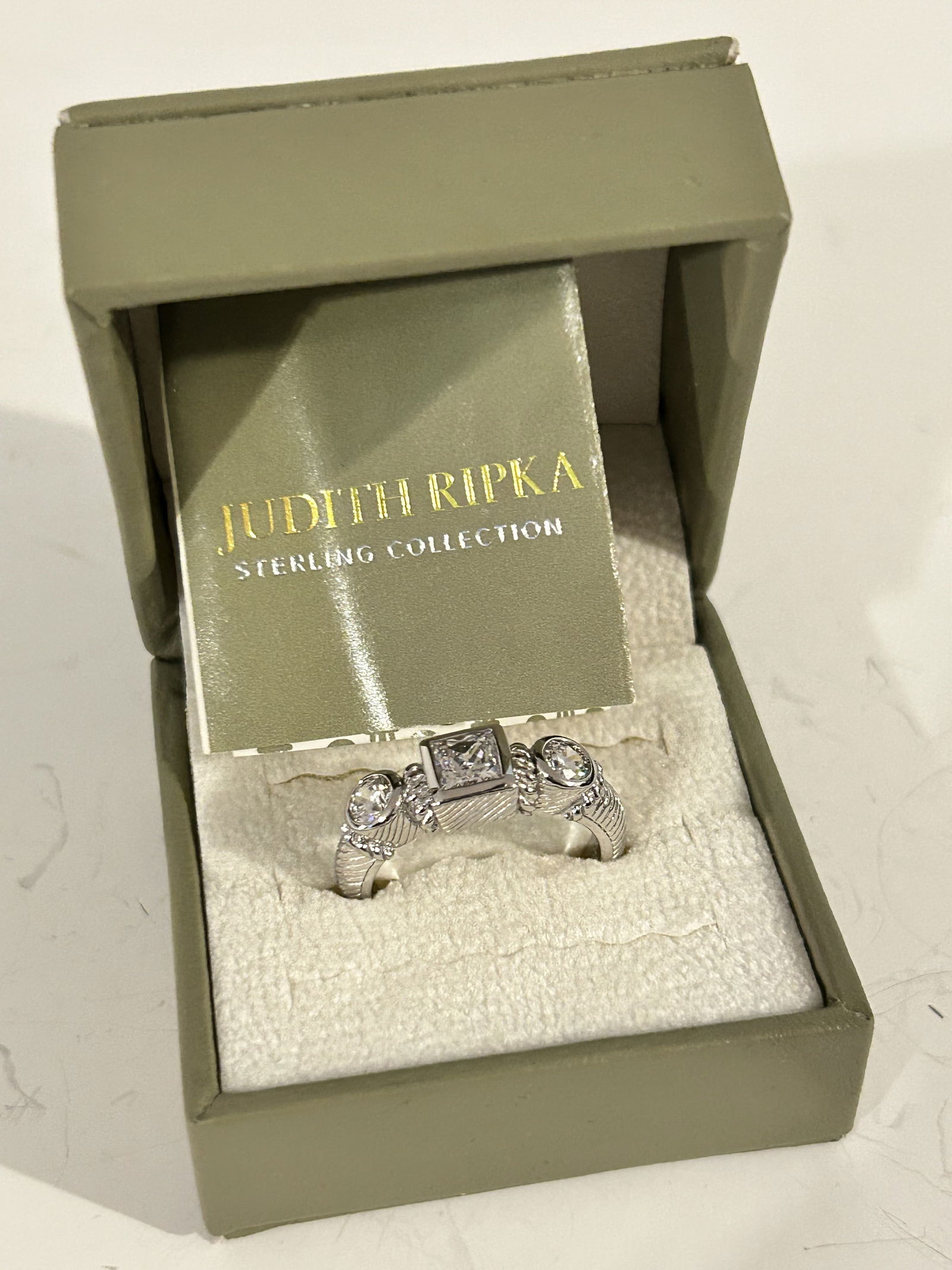 JUDITH RIPKA Sterling Silver 925 Cubic Zirconia ring sz 9  new in box (1 of 7)