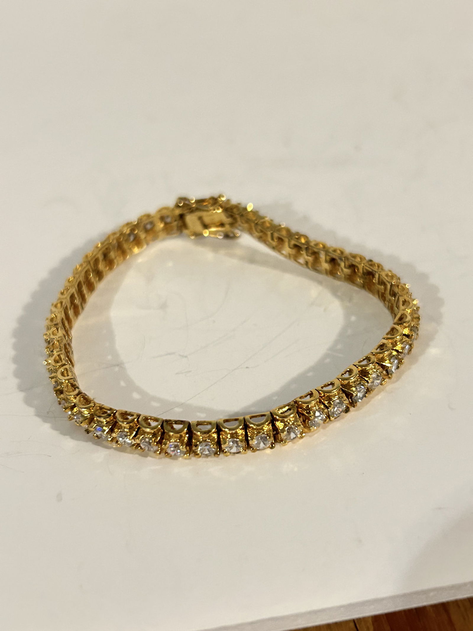 Vintage Sterling Silver vermeal rhinestone Bracelet 7 1/2" (1 of 5)