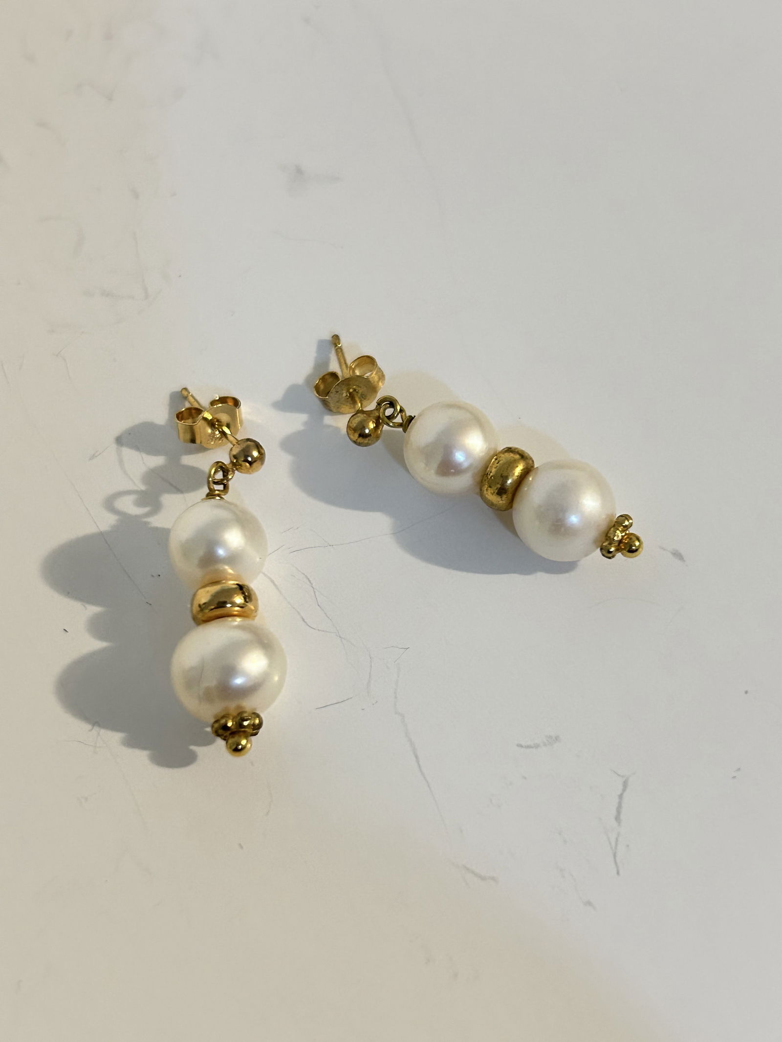 Vintage Sterling Silver double pearl Earrings (1 of 4)