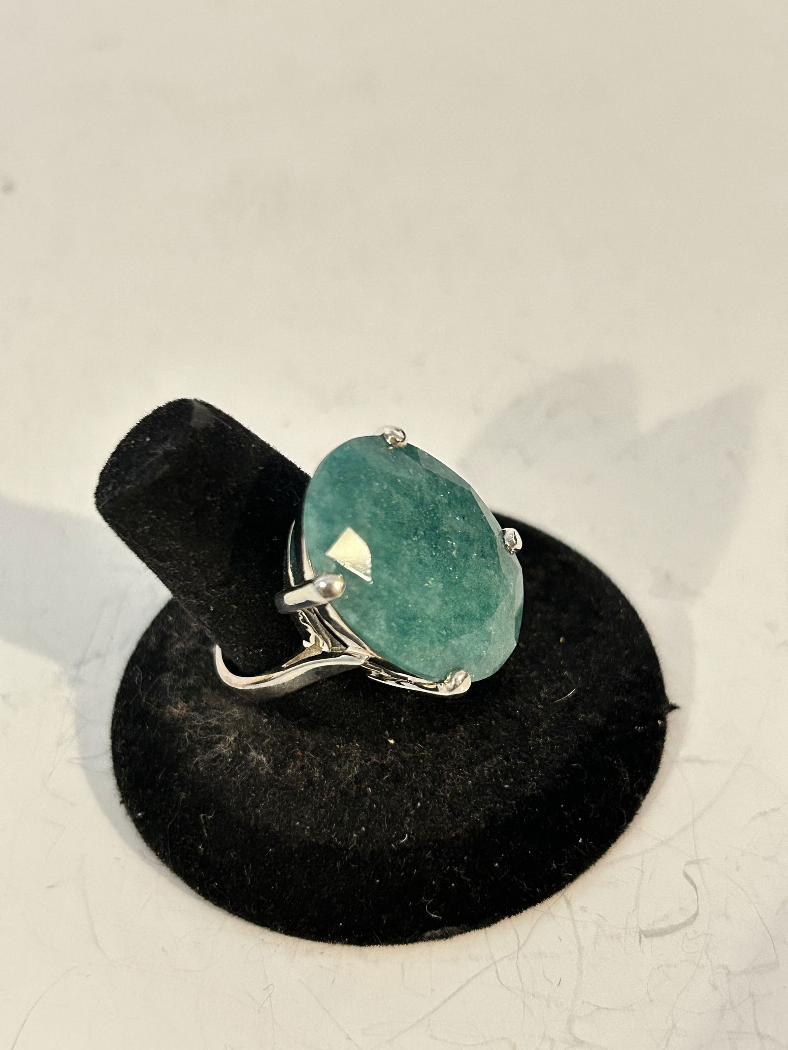 Vintage Sterling Silver NF GREEN gemstone Ring sz 8 (1 of 6)