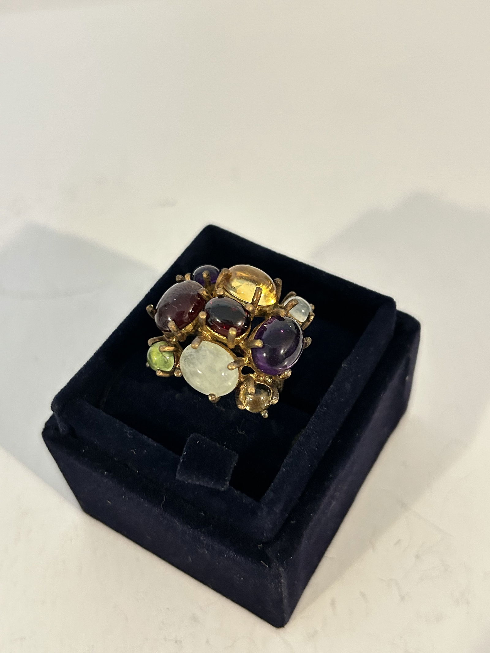 Vintage Old gemstone Sterling Silver vermeal Ring sz  8 (1 of 5)