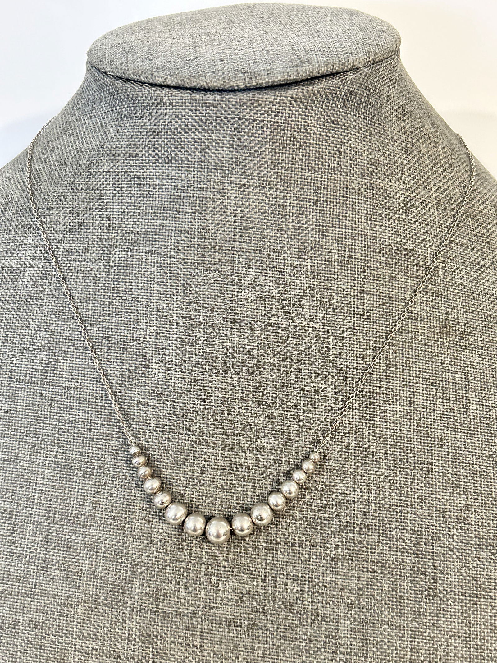 Vintage Sterling Silver beaded Necklace 19" (1 of 5)