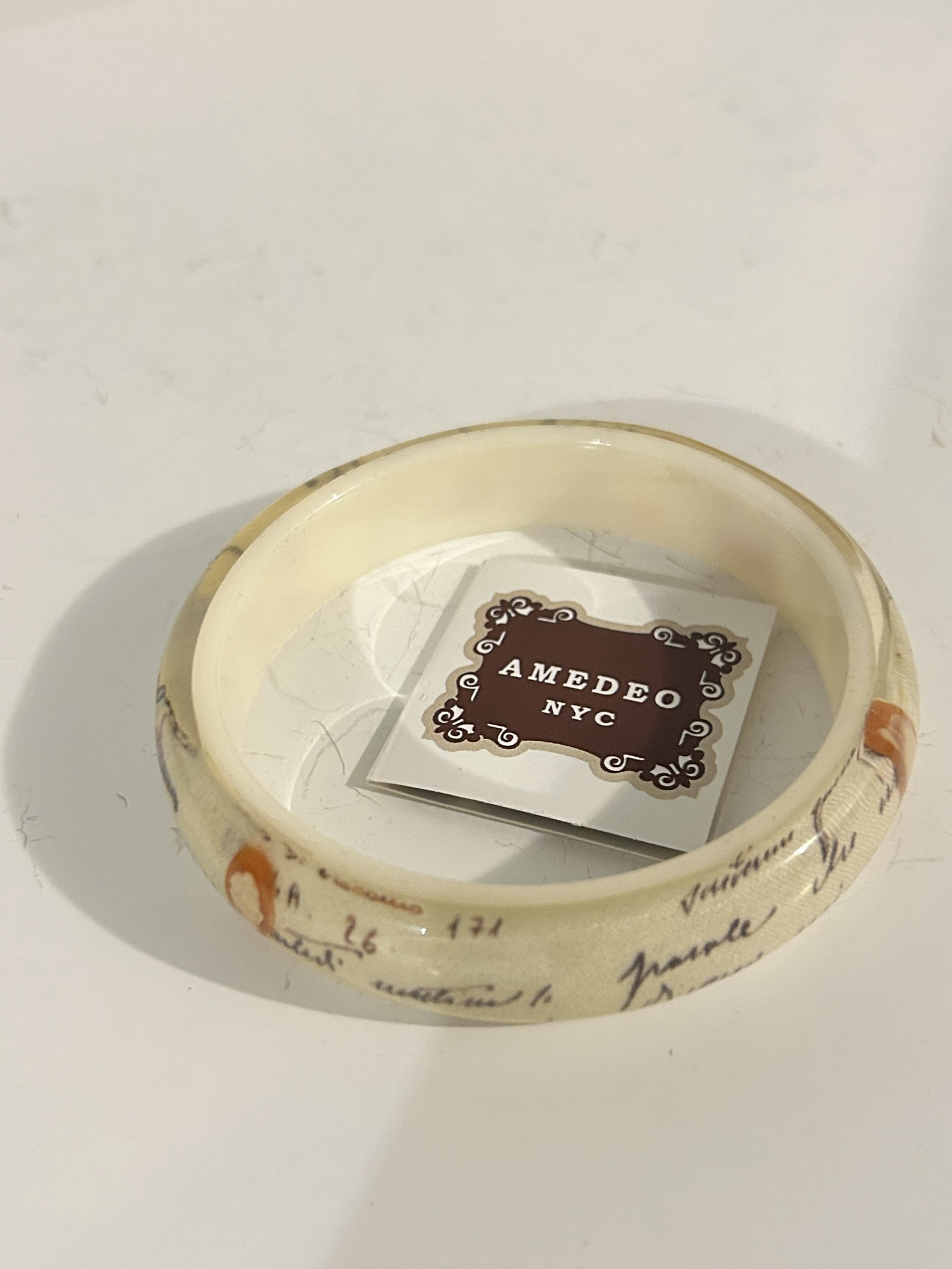 Amedeo NYC Carved Cameo Lucite Bangle BRACELET 8" (1 of 5)