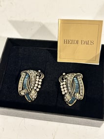 Heidi Daus Swarovski Crystal Accented enamel Earrings New in box