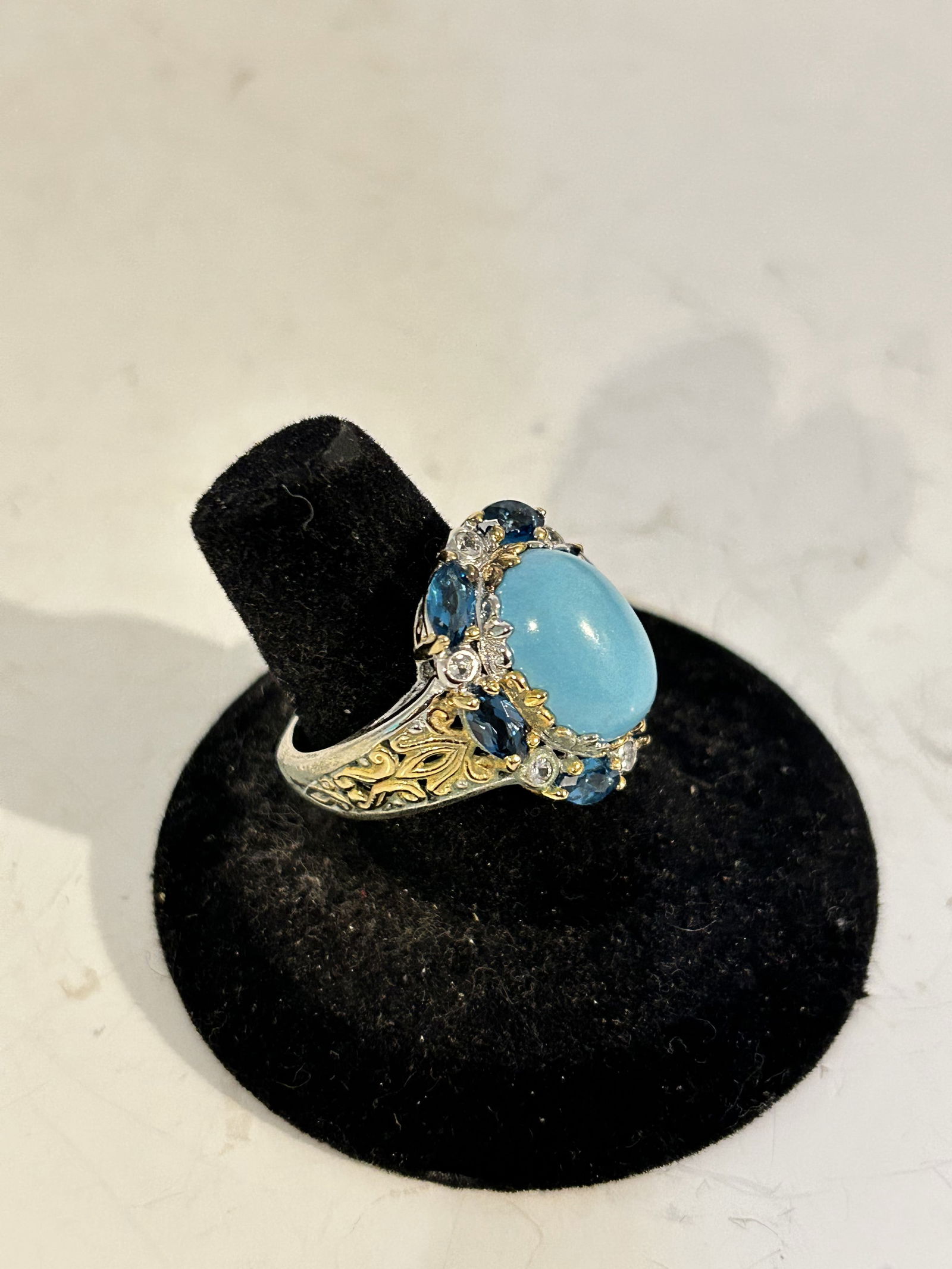 Gems en Vogue Michael Valitutti NH 925 Sterling Silver Turquoise gem stone Ring sz 8 (1 of 5)