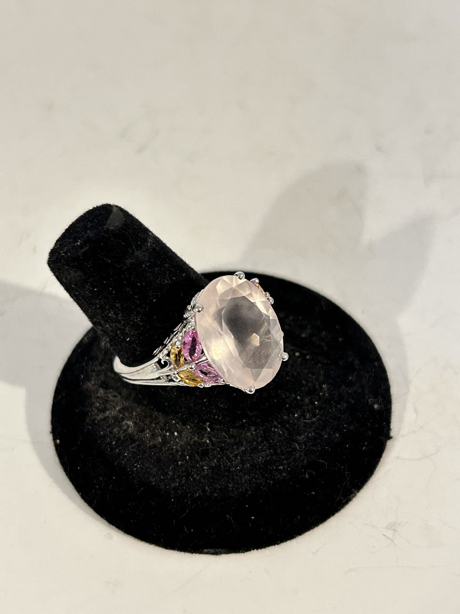 Vintage sterling silver pink Amethyst gemstone ring sz 8 (1 of 5)