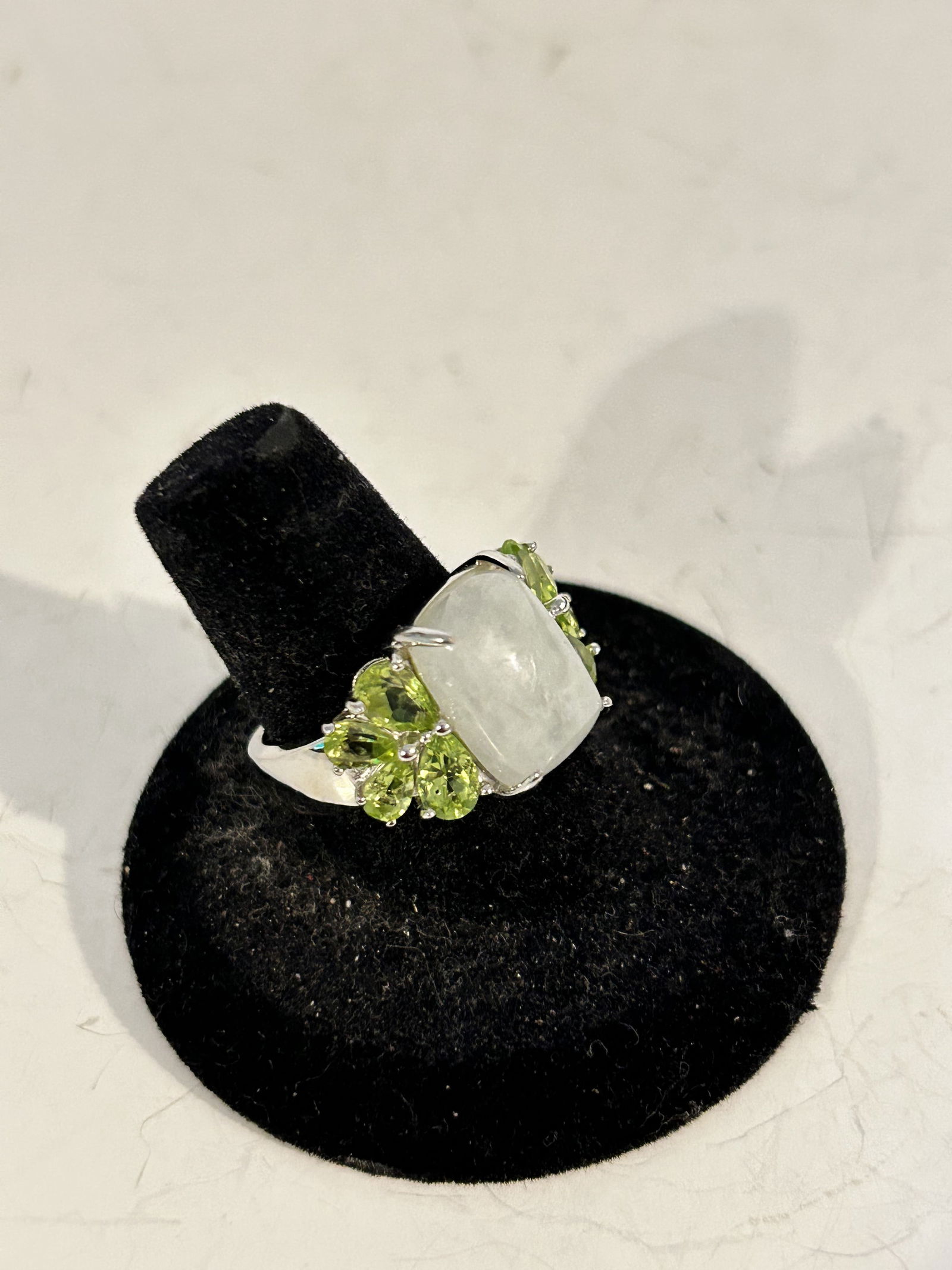 Vintage PAJ JOY 925 Sterling Silver Jade Ring sz 8 (1 of 5)