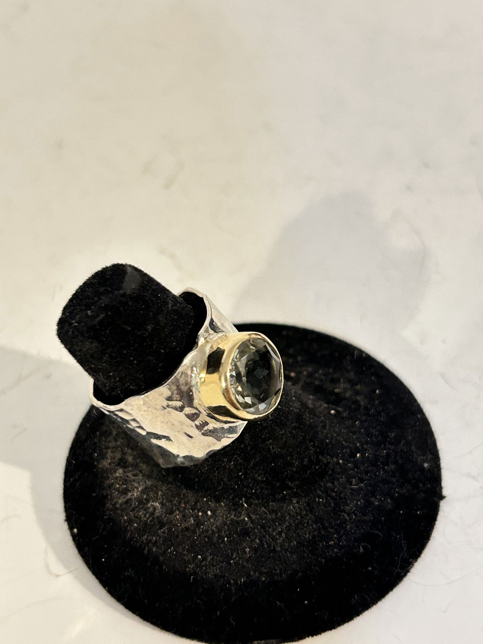 Sterling Silver 925 14k PZ Israel Paz Creations Modernist Wide Band Ring sz 8 (1 of 5)