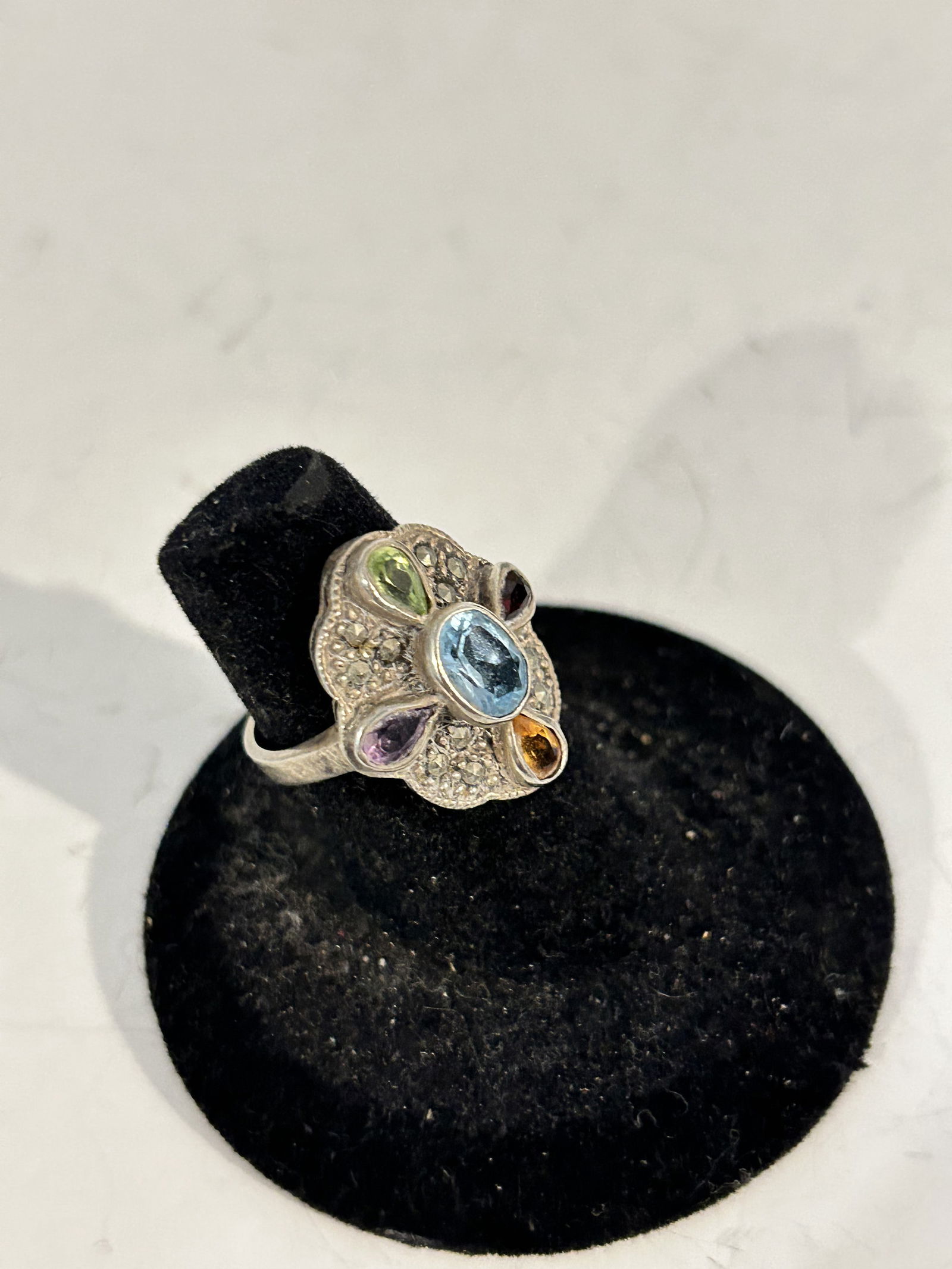 Vintage sterling silver multi gemstone ring sz 6 (1 of 5)