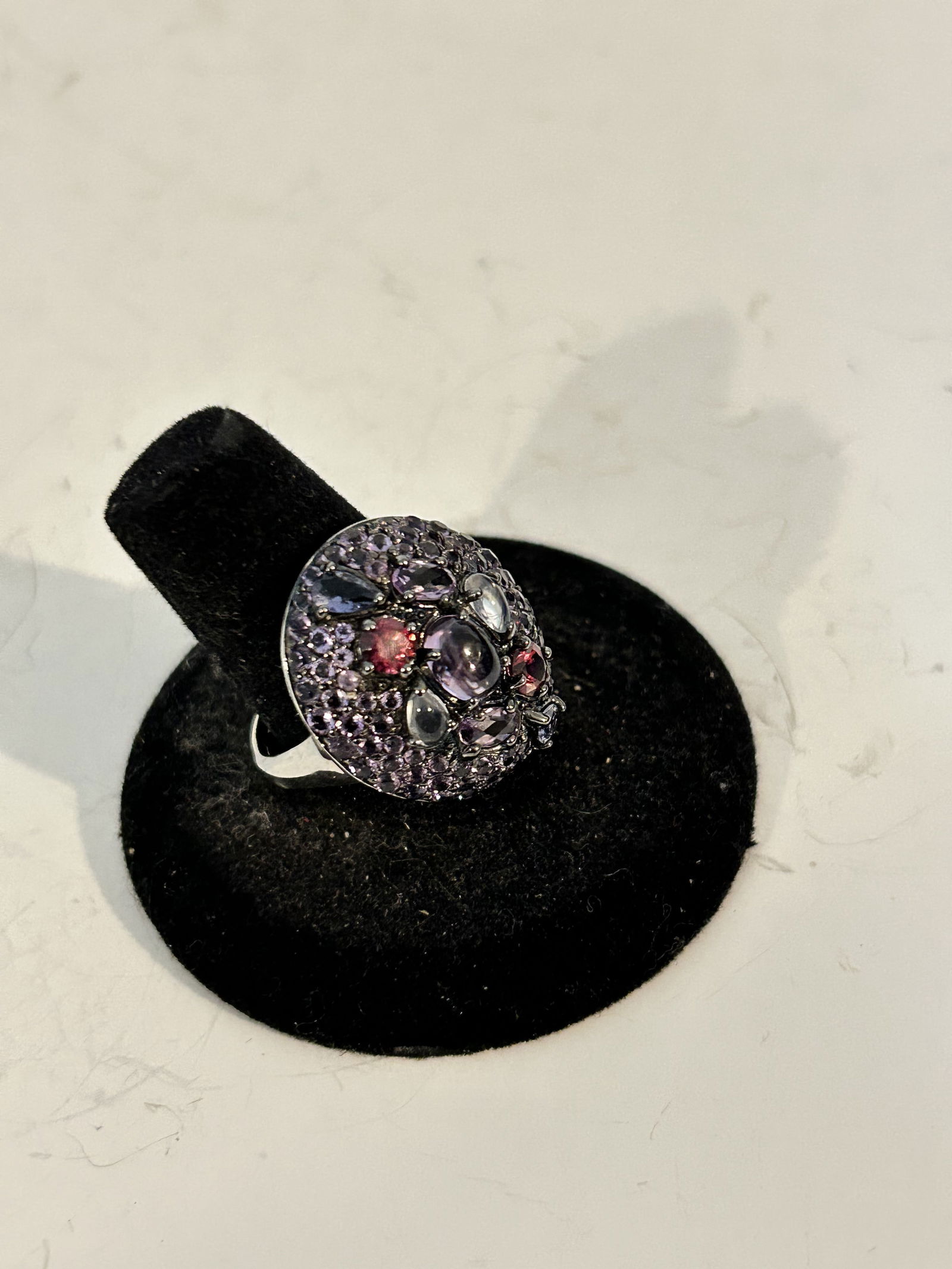 Vintage sterling silver multi gemstone ring sz 9 (1 of 6)