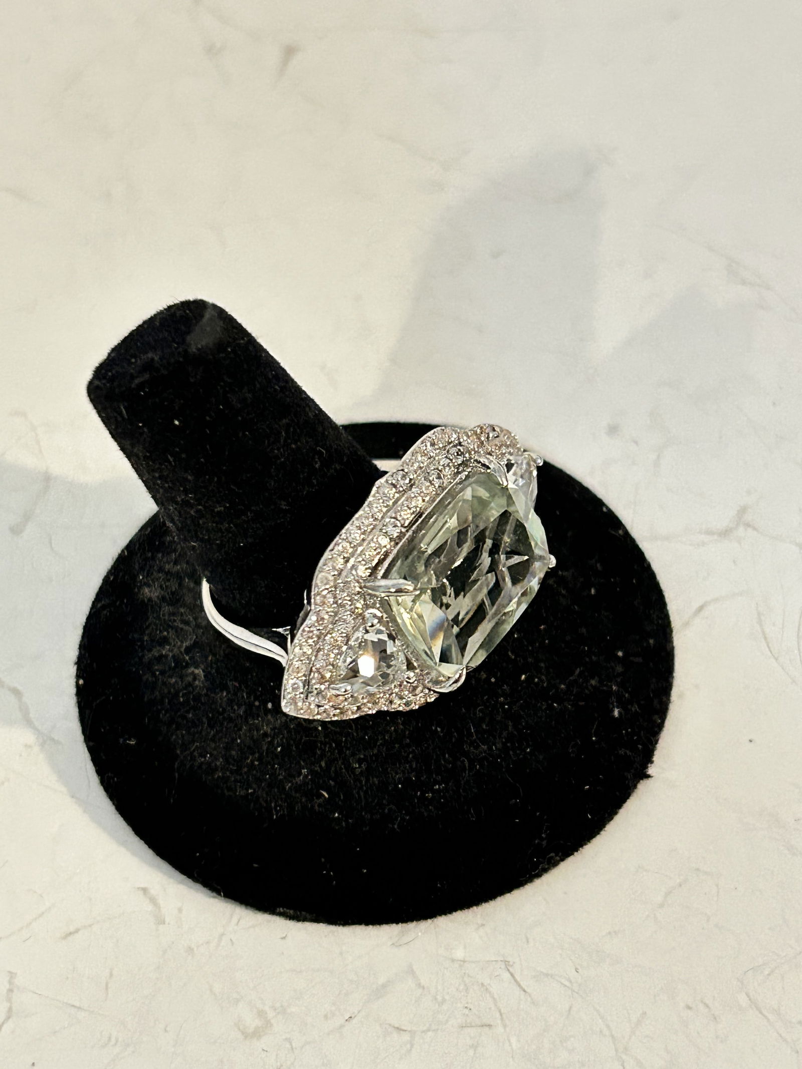 Vintage sterling silver Aqua gemstone ring sz 9 (1 of 6)