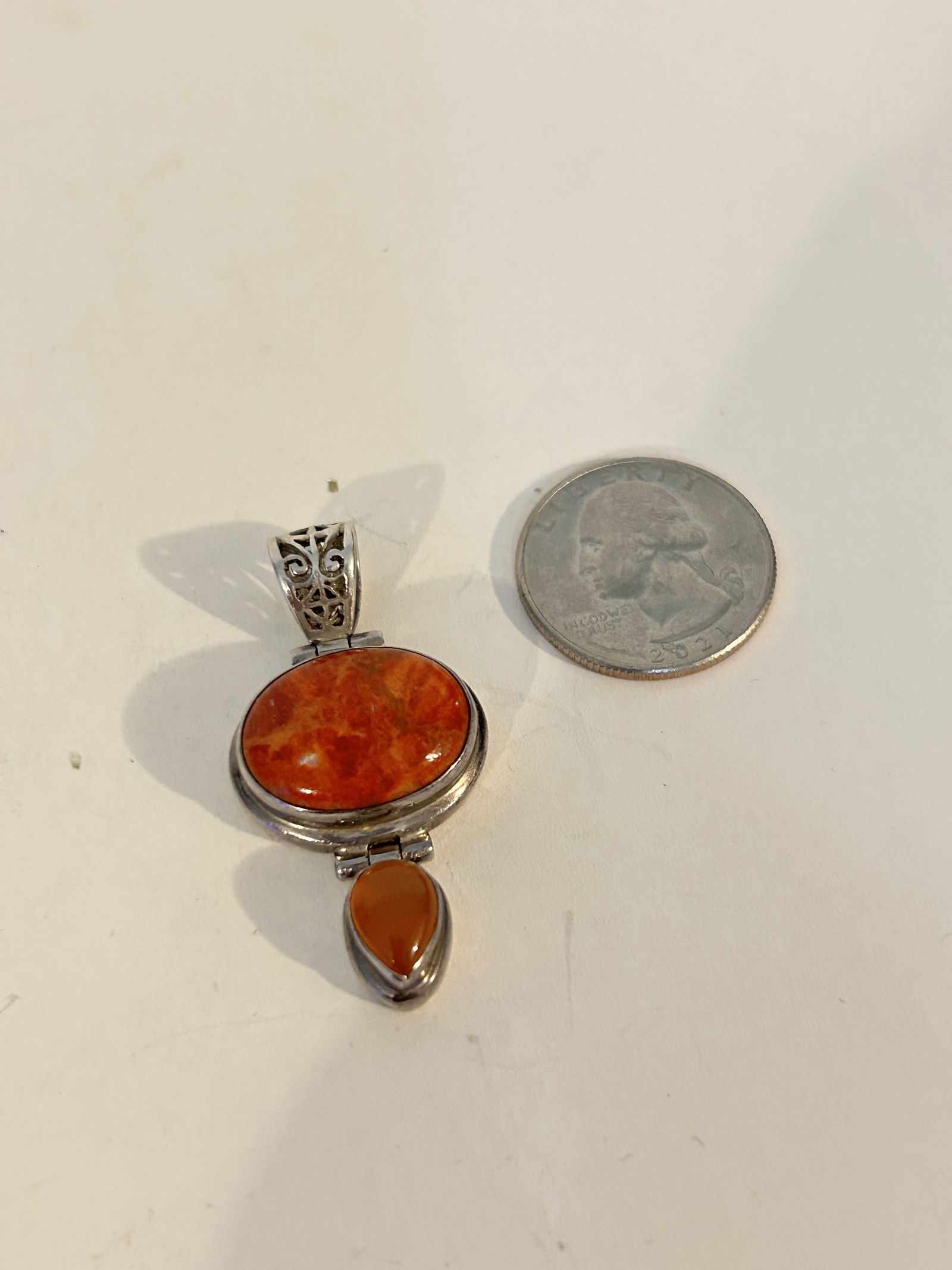 Vintage Sterling Silver Jasper Pendant (1 of 4)