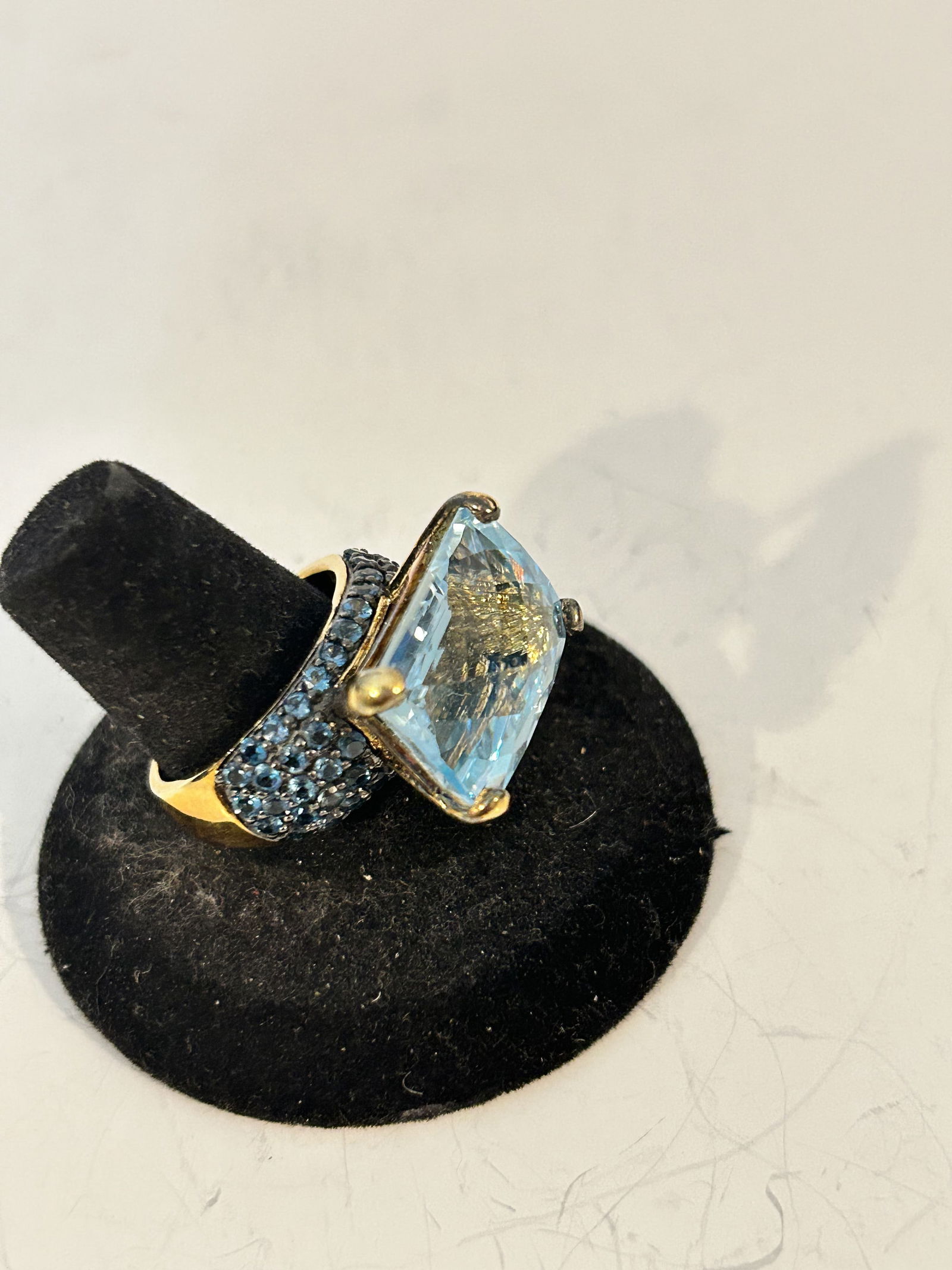 Vintage Michael Valitutti Sterling Silver Blue Topaz vermeal Cocktail Ring sz 9 (1 of 6)