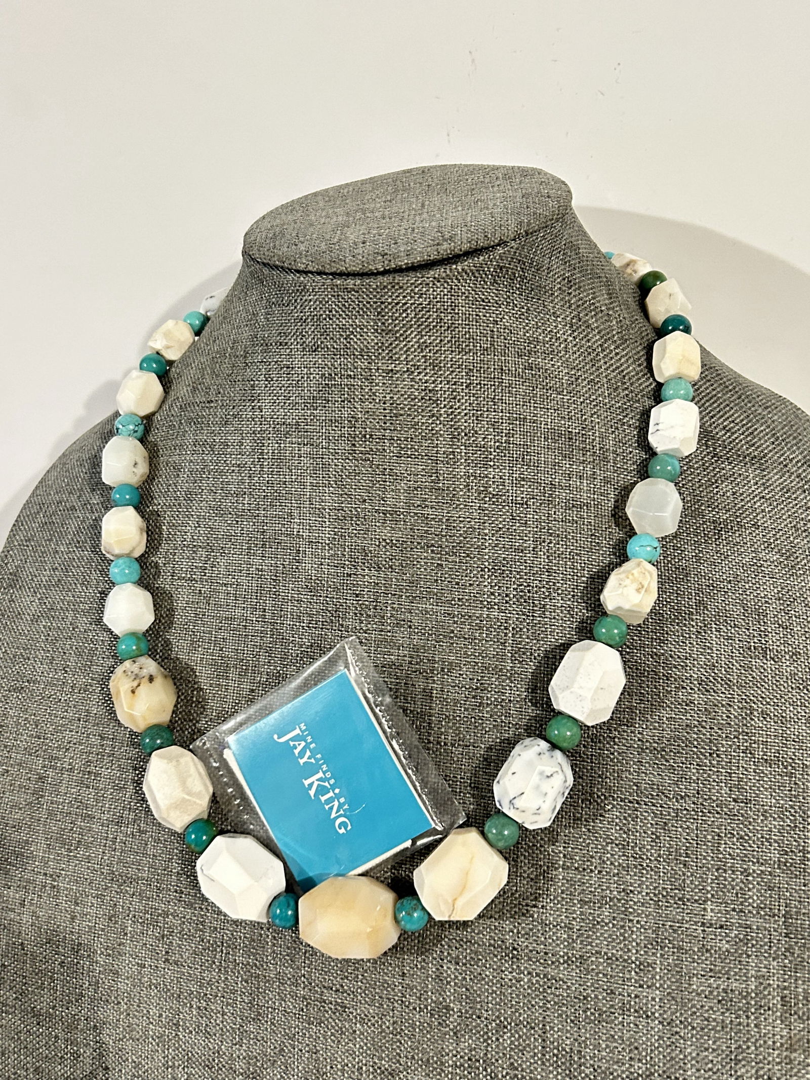 Jay King Sterling Silver White Tourmaline, Turquoise bead Necklace 24" new (1 of 6)