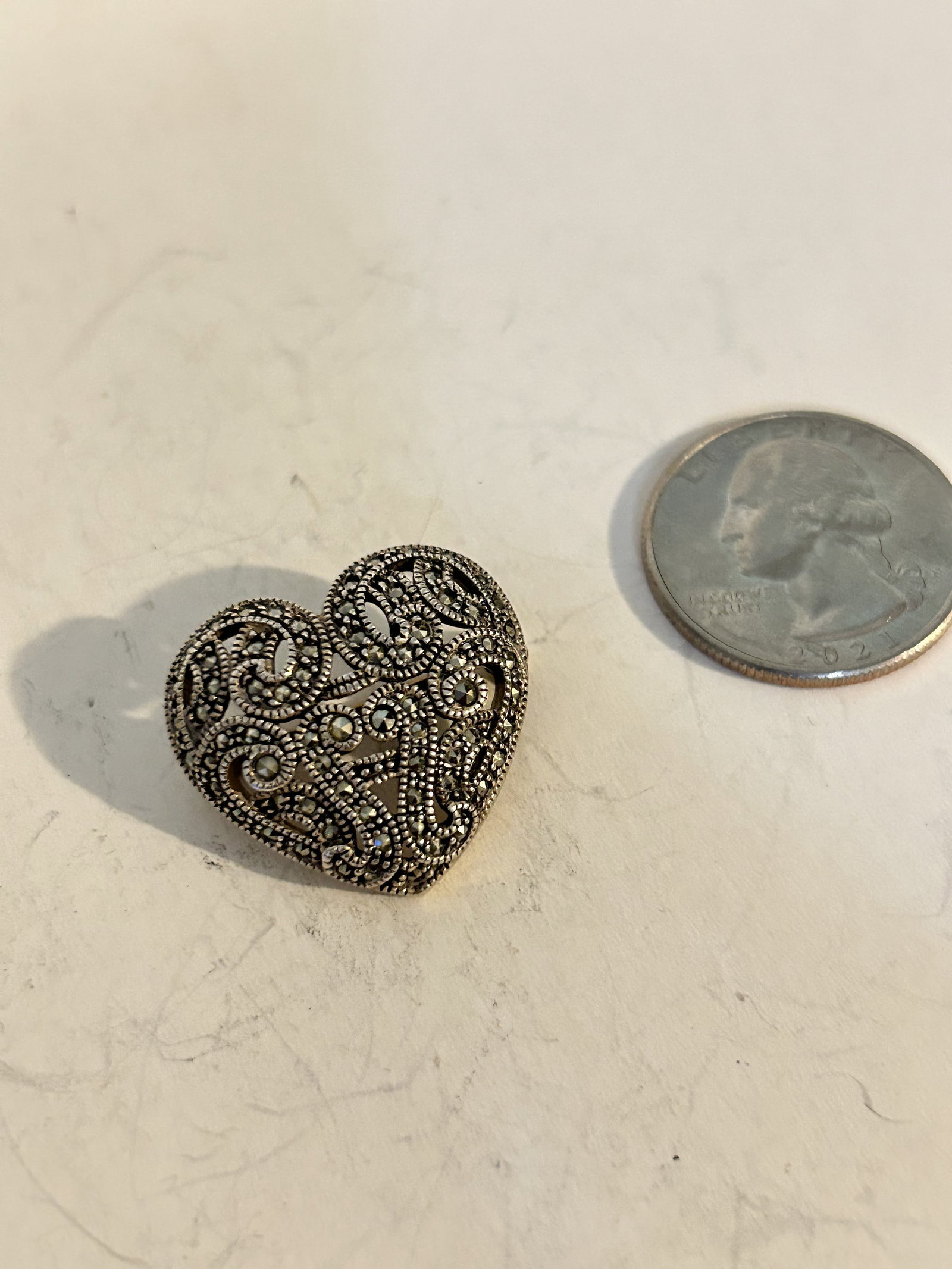 JUDITH JACK 925 Sterling Silver Vintage Marcasite Love Heart brooch: JUDITH JACK 925 Sterling Silver Vintage Marcasite Love Heart brooch Please view all photos as they are part of the description and condition of this Item, Feel free to contact me with questions or pic