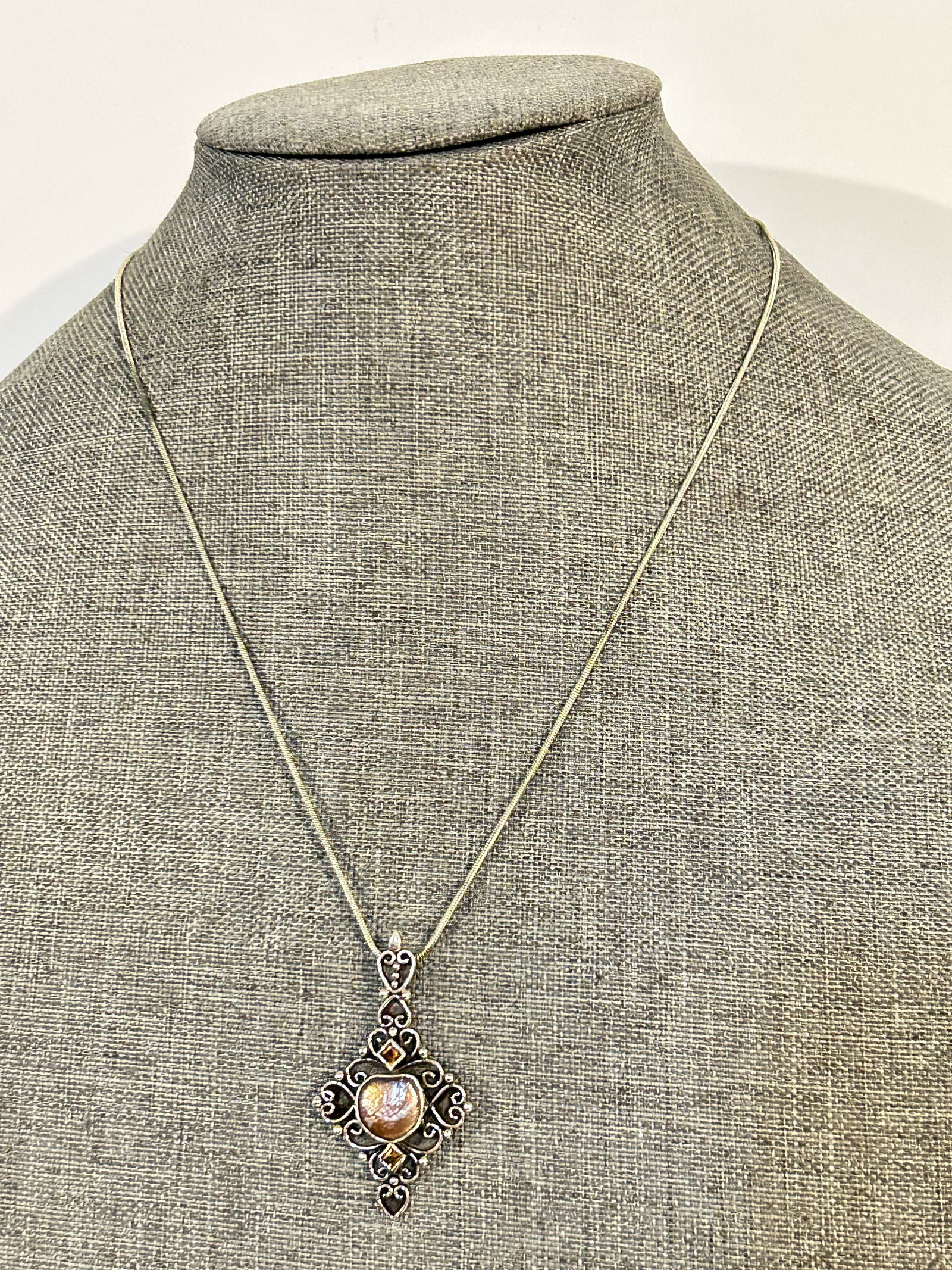 Vintage sterling silver Nepal pendant Necklace 20" (1 of 5)