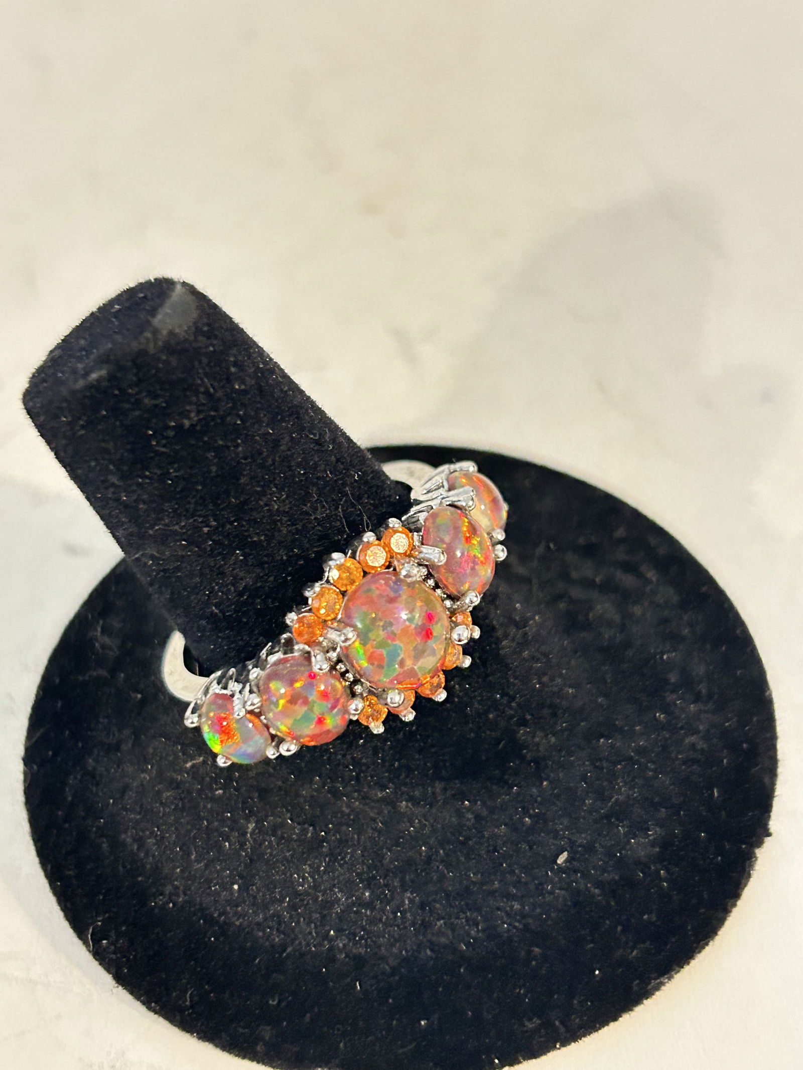 vintage sterling silver red opal ring sz 9 (1 of 5)