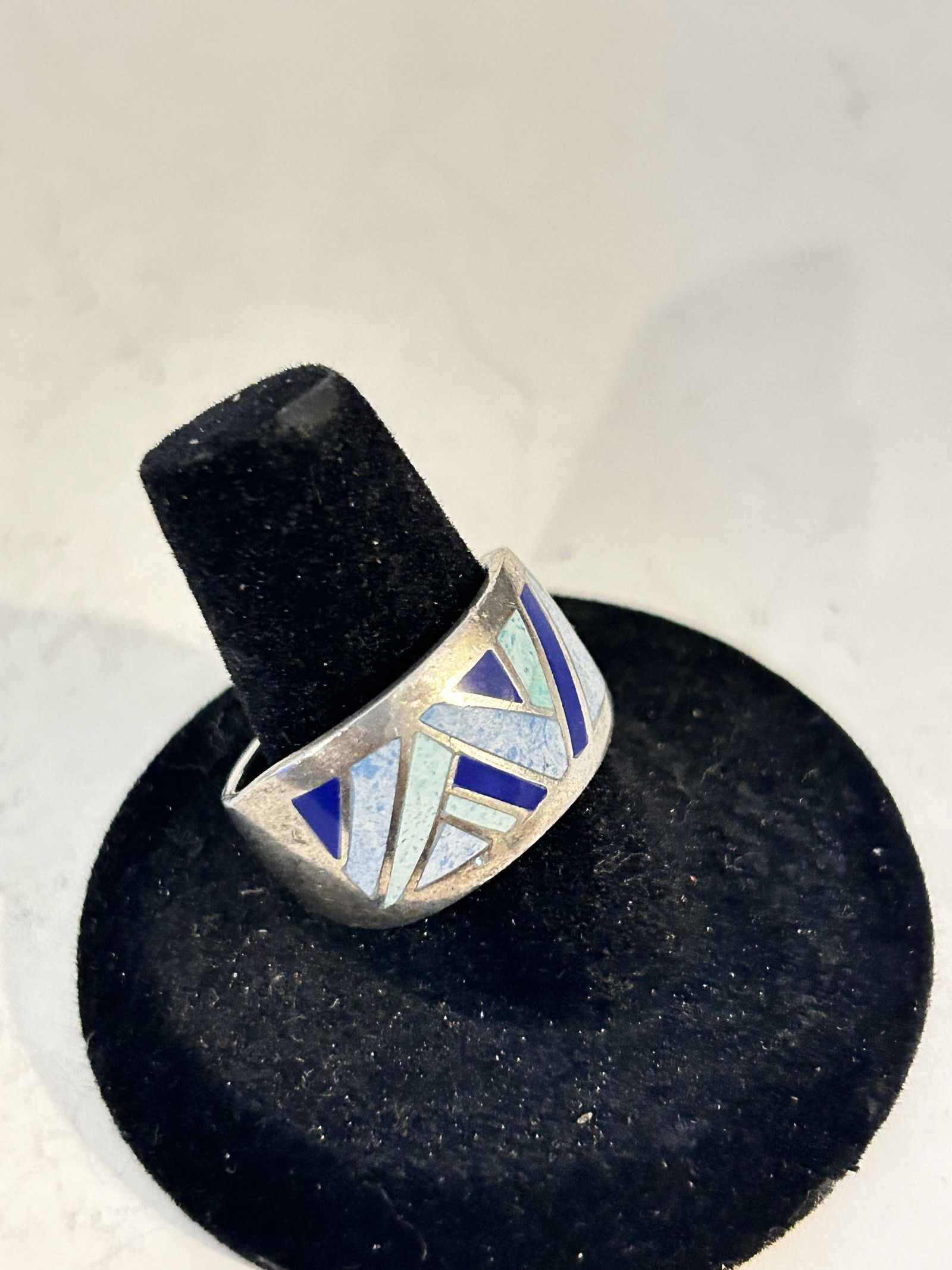 CHAPAL ZENRAY 925 Sterling Silver Vintage Modernist Lapis Blue Ring sz 9 (1 of 5)