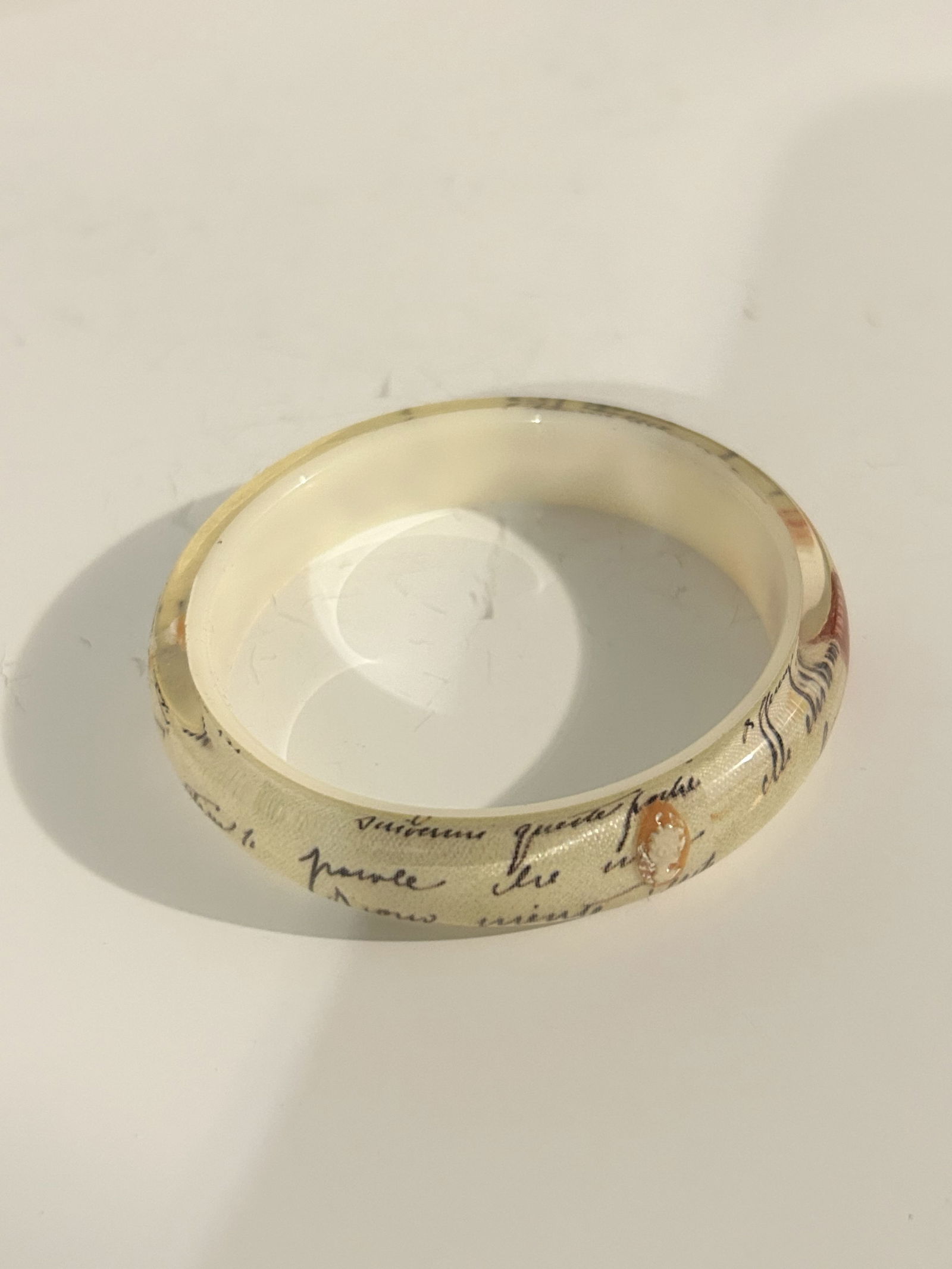 Amedeo NYC Carved Cameo Lucite Bangle BRACELET 8" (1 of 5)