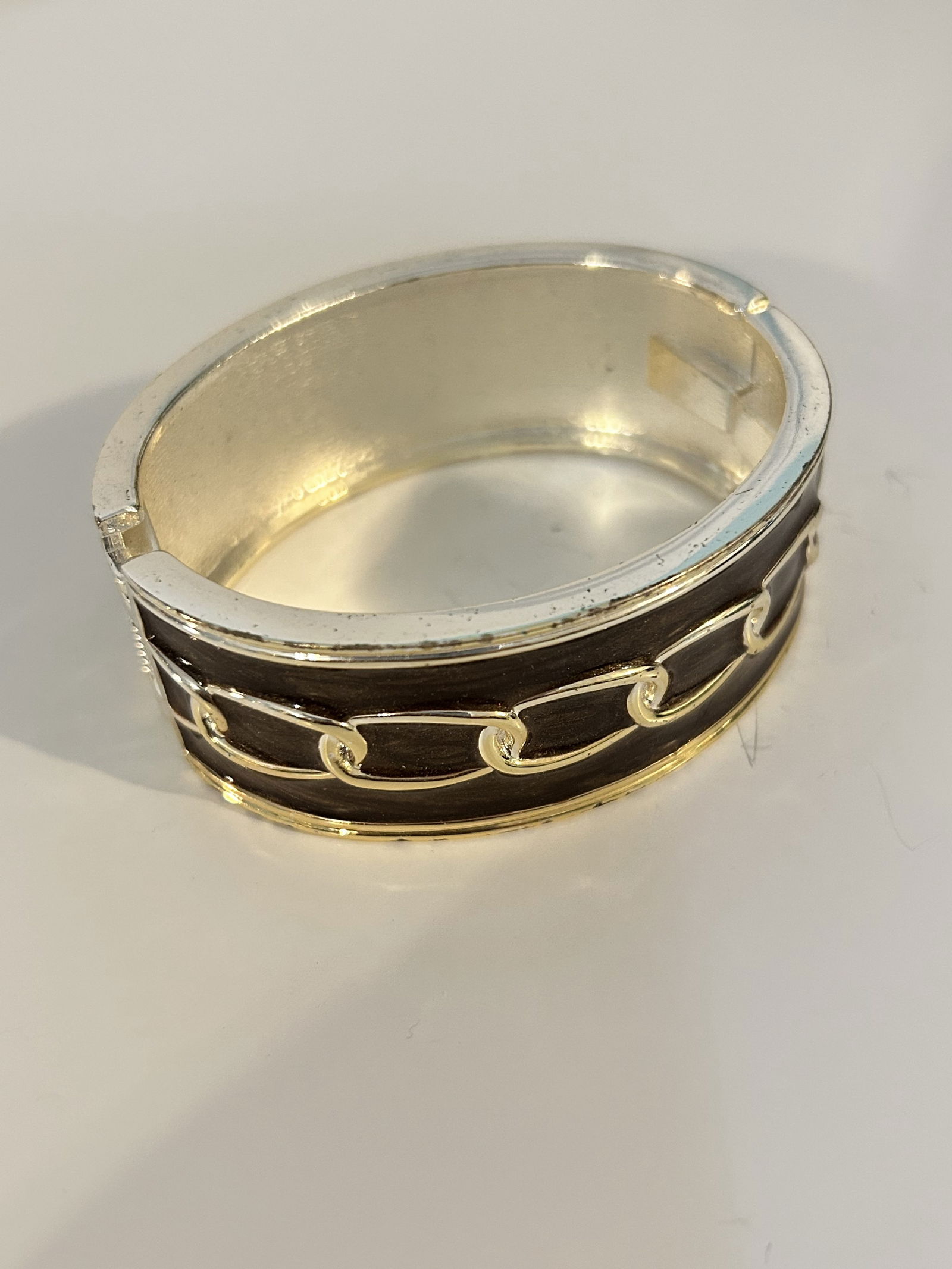 Vintage brown enamel hinged Bracelet (1 of 3)