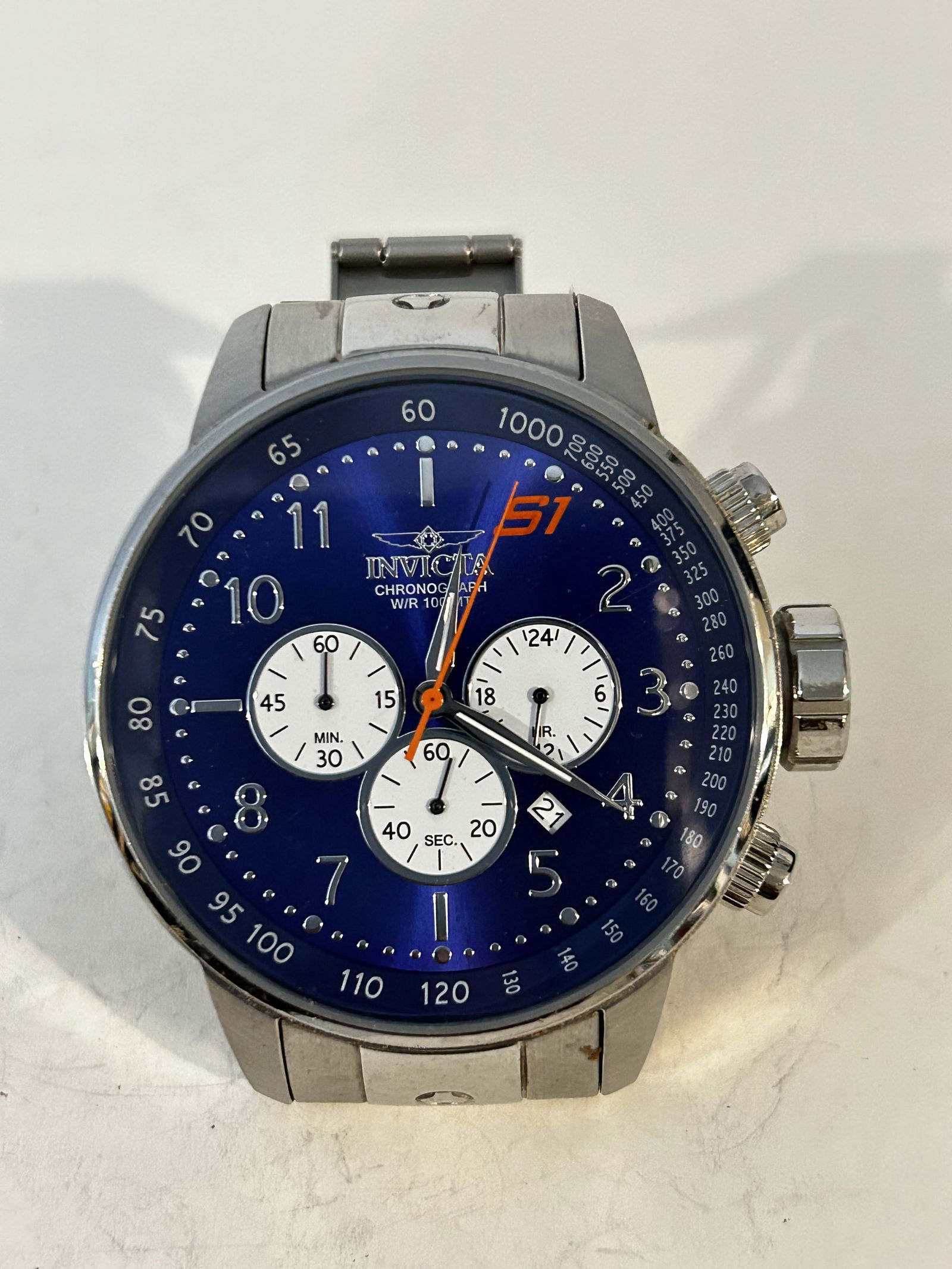 Vintage Invicta S1 Rally Men's Antique Silver Chronograph Quartz Watch works great!!!: Vintage Invicta S1 Rally Men's Antique Silver Chronograph Quartz Watch works great!!! Please view all photos as they are part of the description and condition of this Item, Feel free to contact me wit