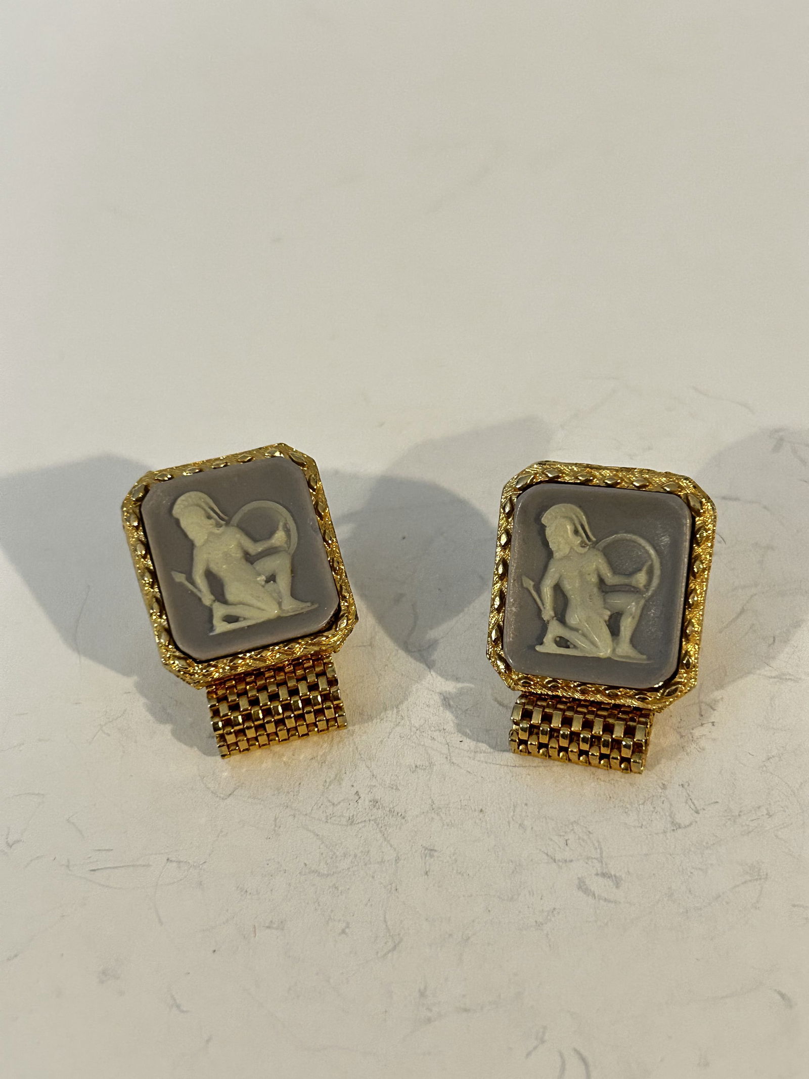 Vintage blue cameo style Cuff Links (1 of 5)