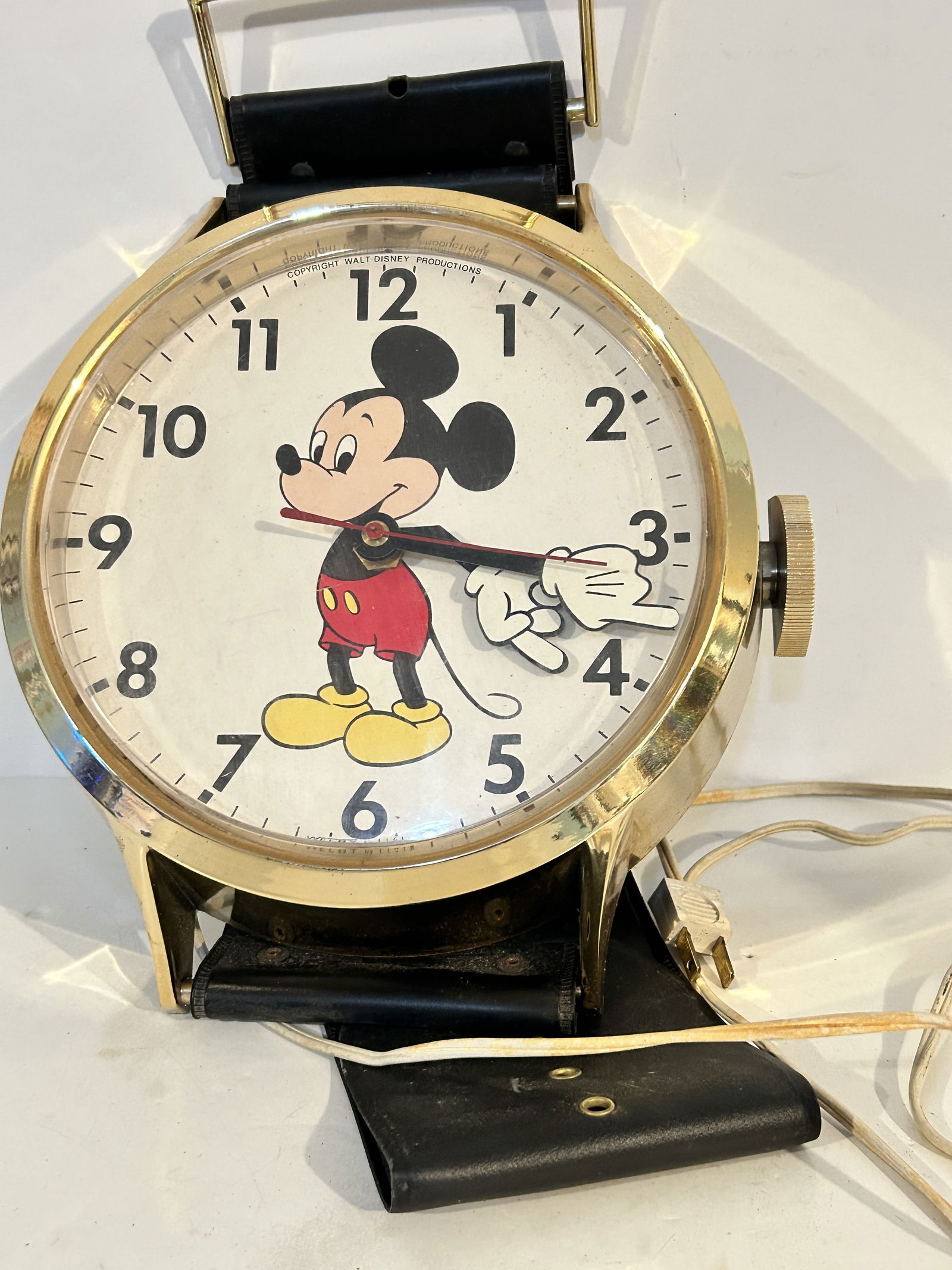Mickey Mouse Watch Wall Clock Welby Yellow tested working vintage 38" (1 of 6)