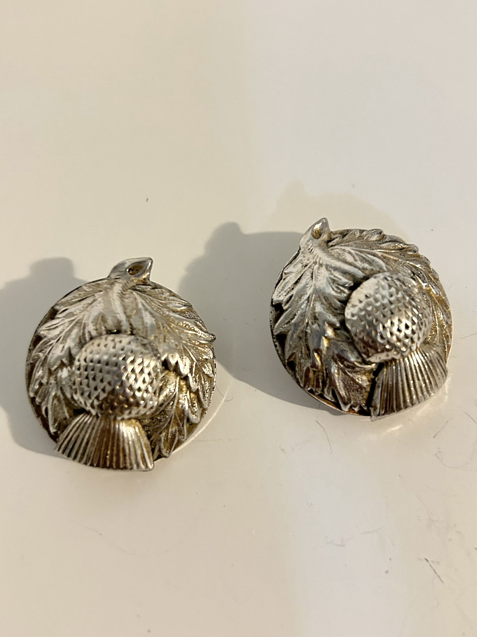 Vintage Whiting & Davis Earrings Silver Tone Clip On (1 of 3)