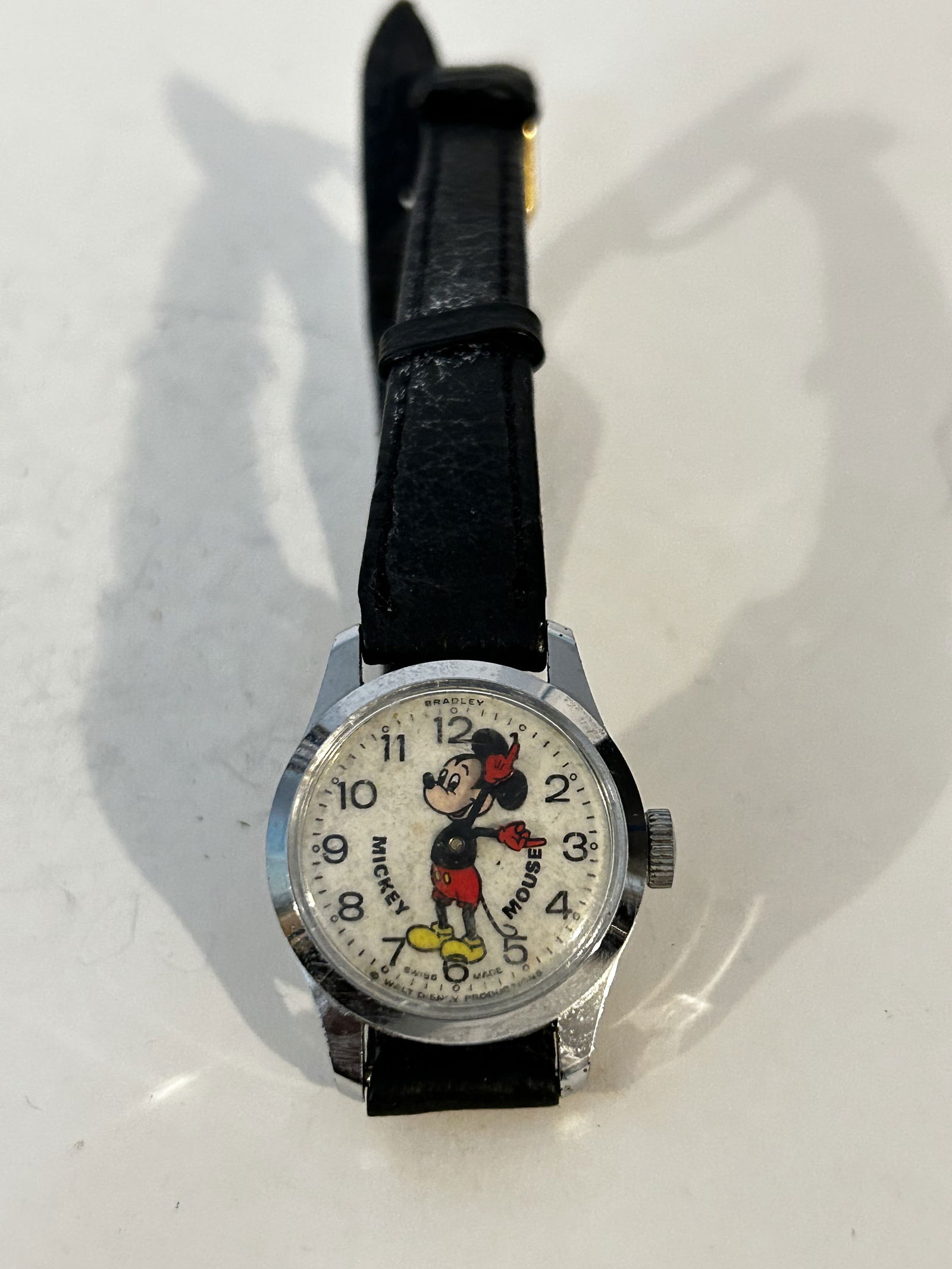 Vintage Swiss bradley #62 Wald Disney productions Mickey Mouse manual watch working: Vintage Swiss bradley #62 Wald Disney productions Mickey Mouse manual watch working Please view all photos as they are part of the description and condition of this Item, Feel free to contact me with