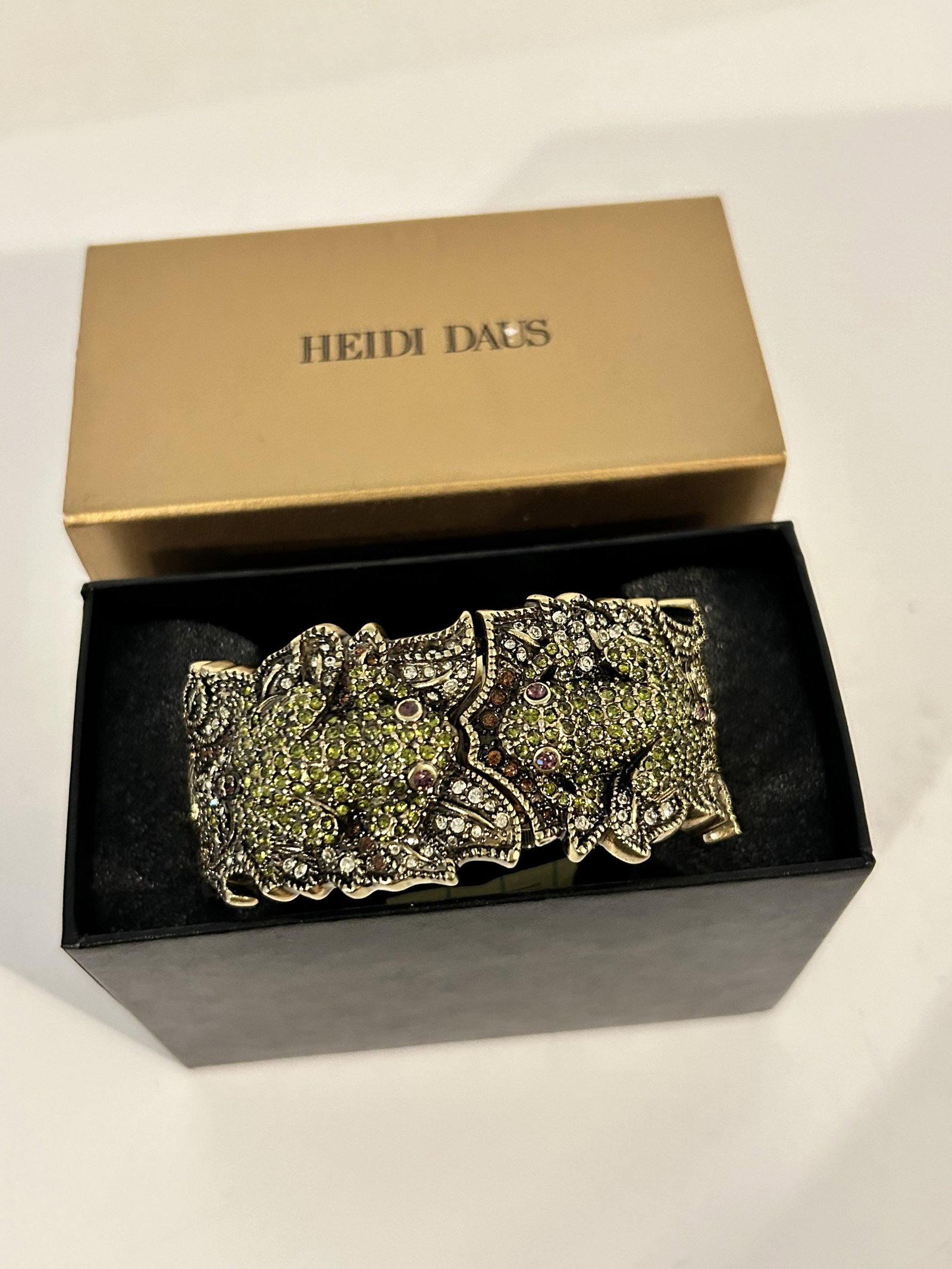 Heidi Daus Multi-Color Crystal Rhinestones Double Frog Bangle Bracelet Watch new in box (1 of 4)