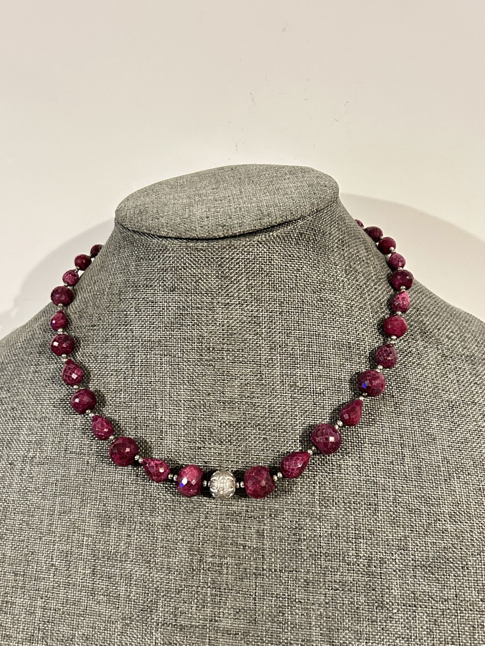 RSI Sterling Silver 925 Tested Ruby Necklace 16" new (1 of 5)