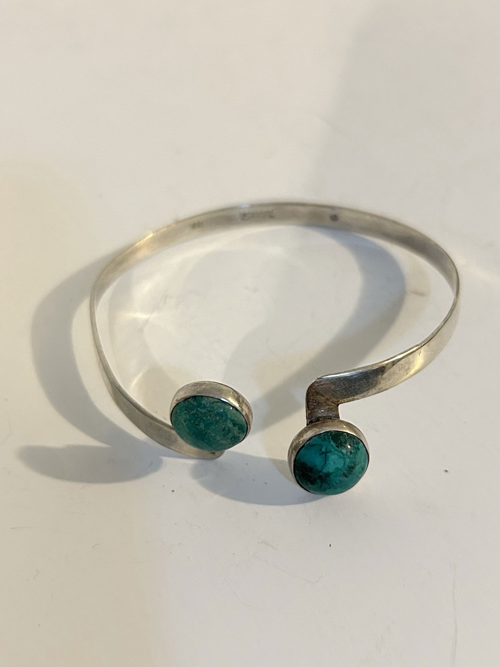 Vintage 930 sterling Silver Malachite israel Bracelet 8" (1 of 4)