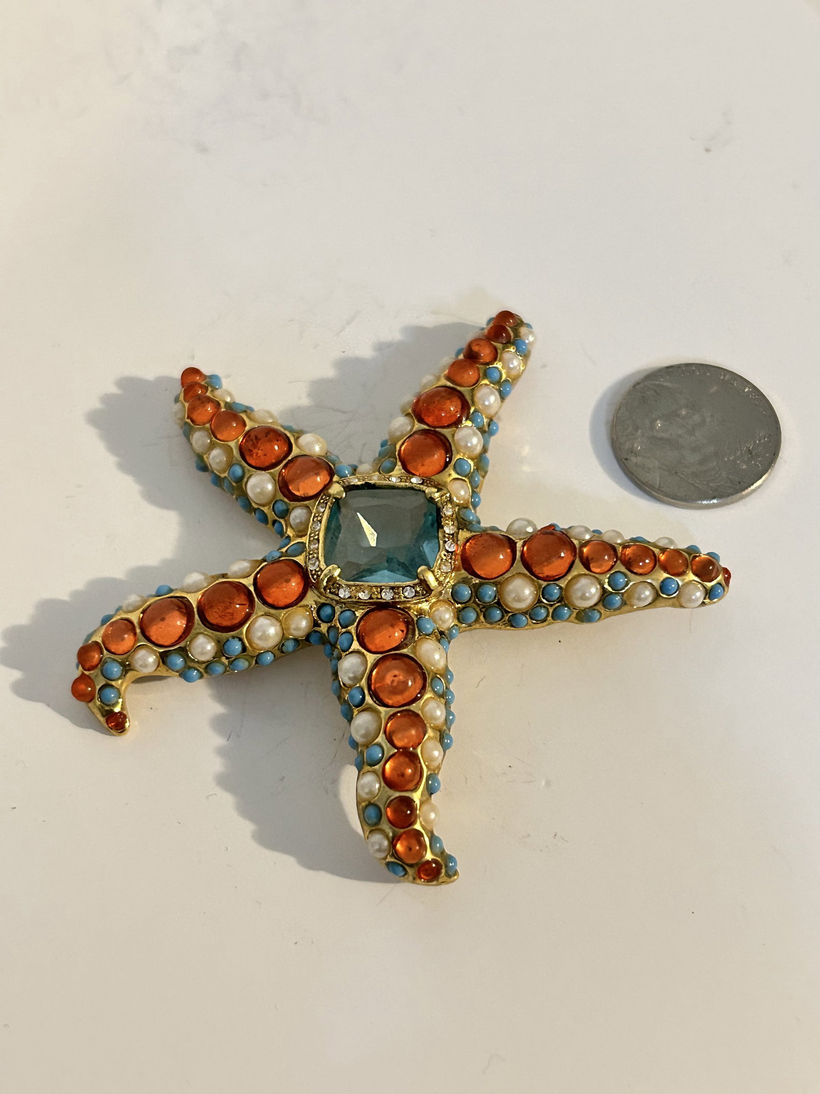 Vintage Kenneth Jay Lane KJL Faux Turquoise Starfish Brooch Pin Retired: Vintage Kenneth Jay Lane KJL Faux Turquoise Starfish Brooch Pin Retired Please view all photos as they are part of the description and condition of this Item, Feel free to contact me with questions or