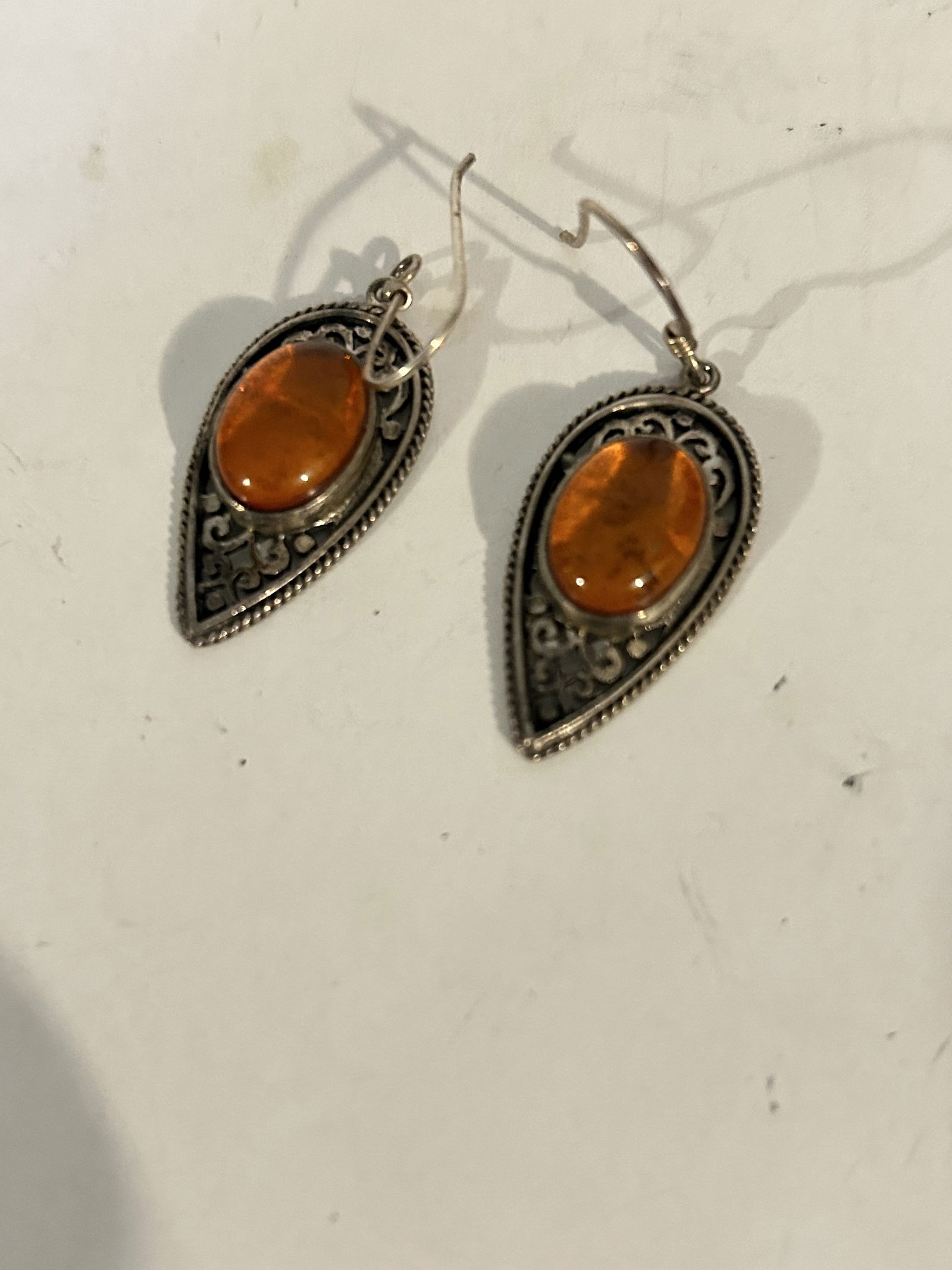Vintage BOMA Southwestern 925 Sterling Silver amber earrings (1 of 3)