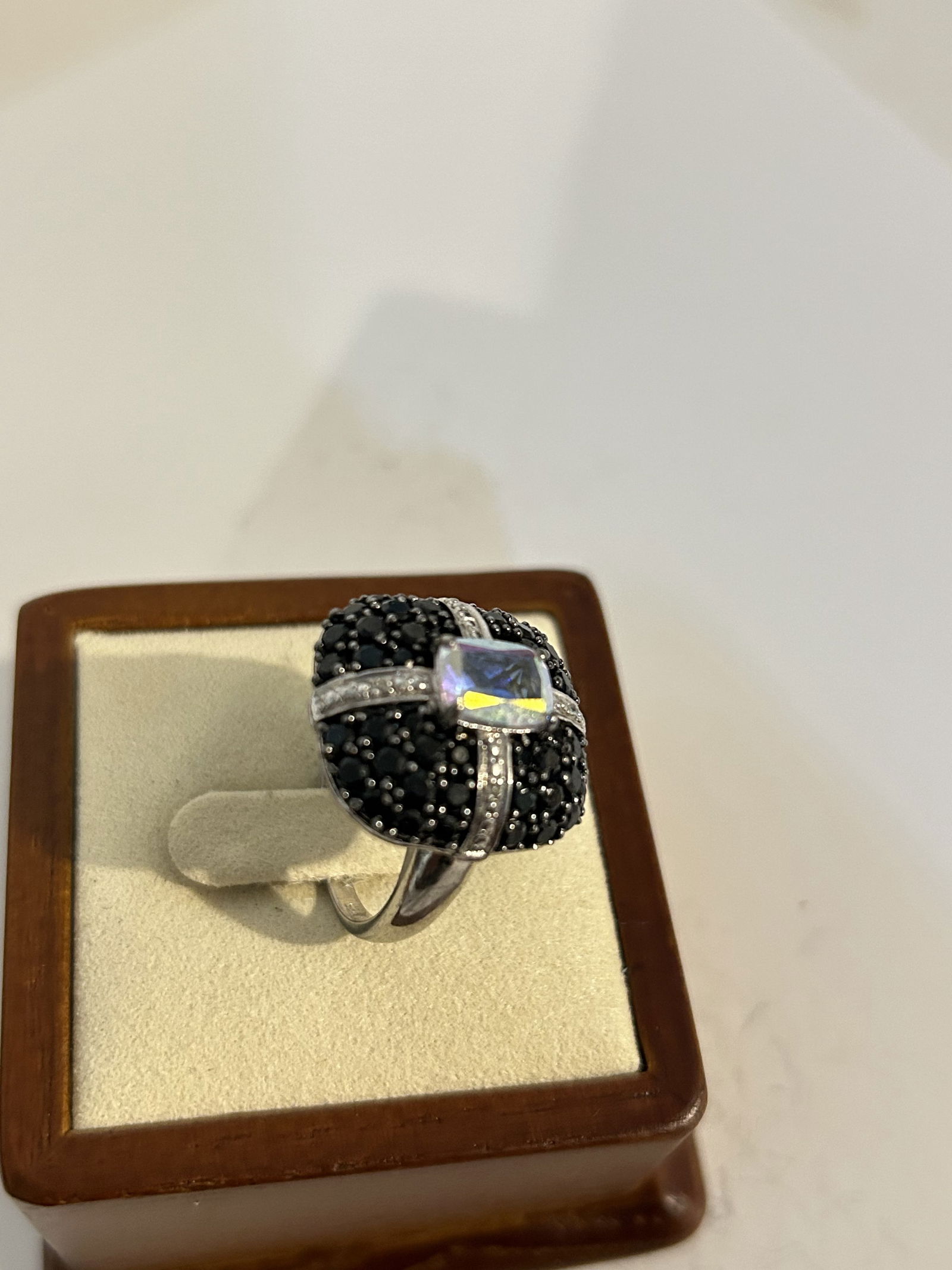 Vintage sterling Silver Spinel onyx Ring sz 9 (1 of 5)