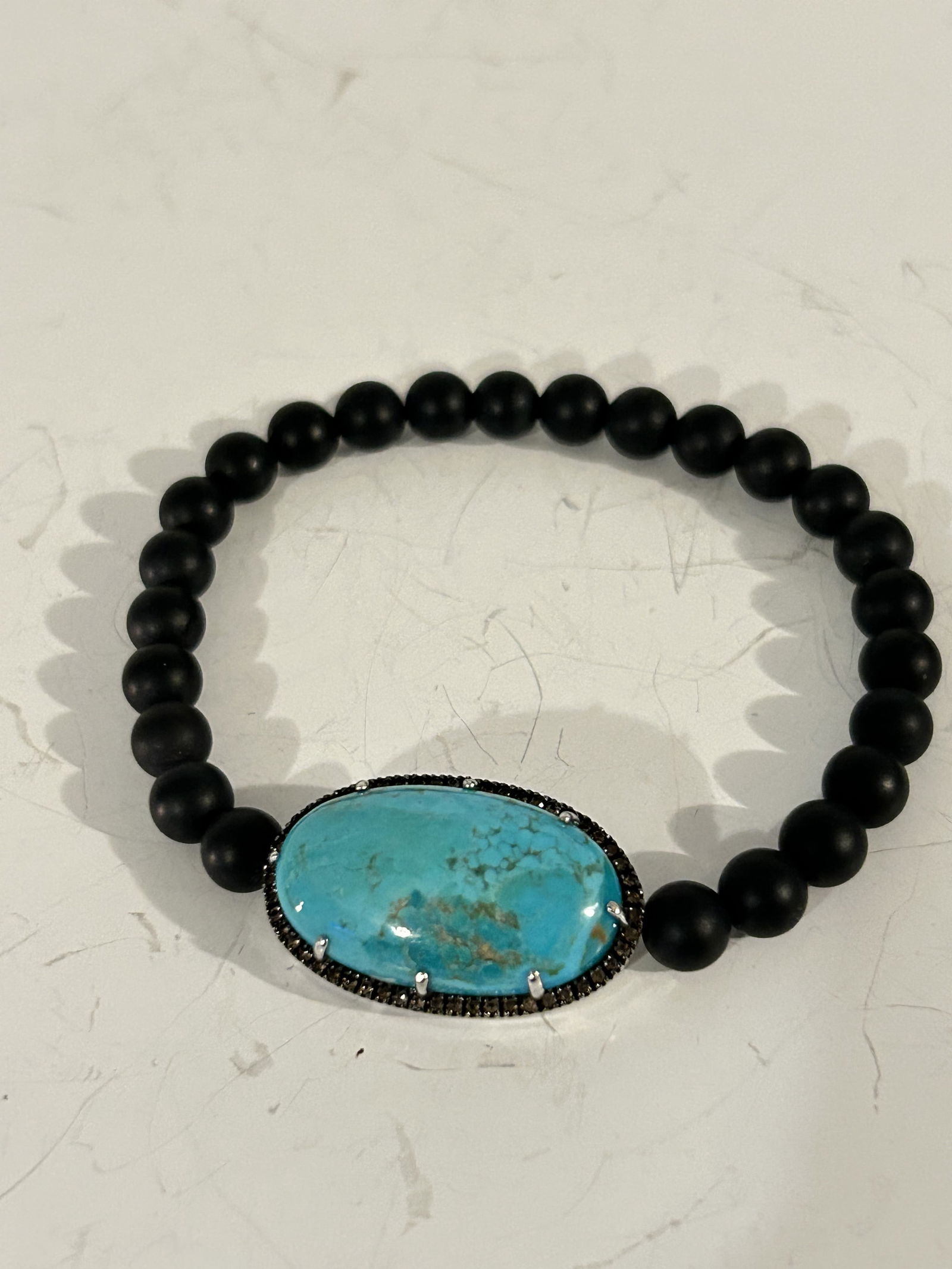 Rarities Carol Brodie Sterling Silver Bracelet Turquoise Smoky Quartz & Blk Onyx new 8" (1 of 6)