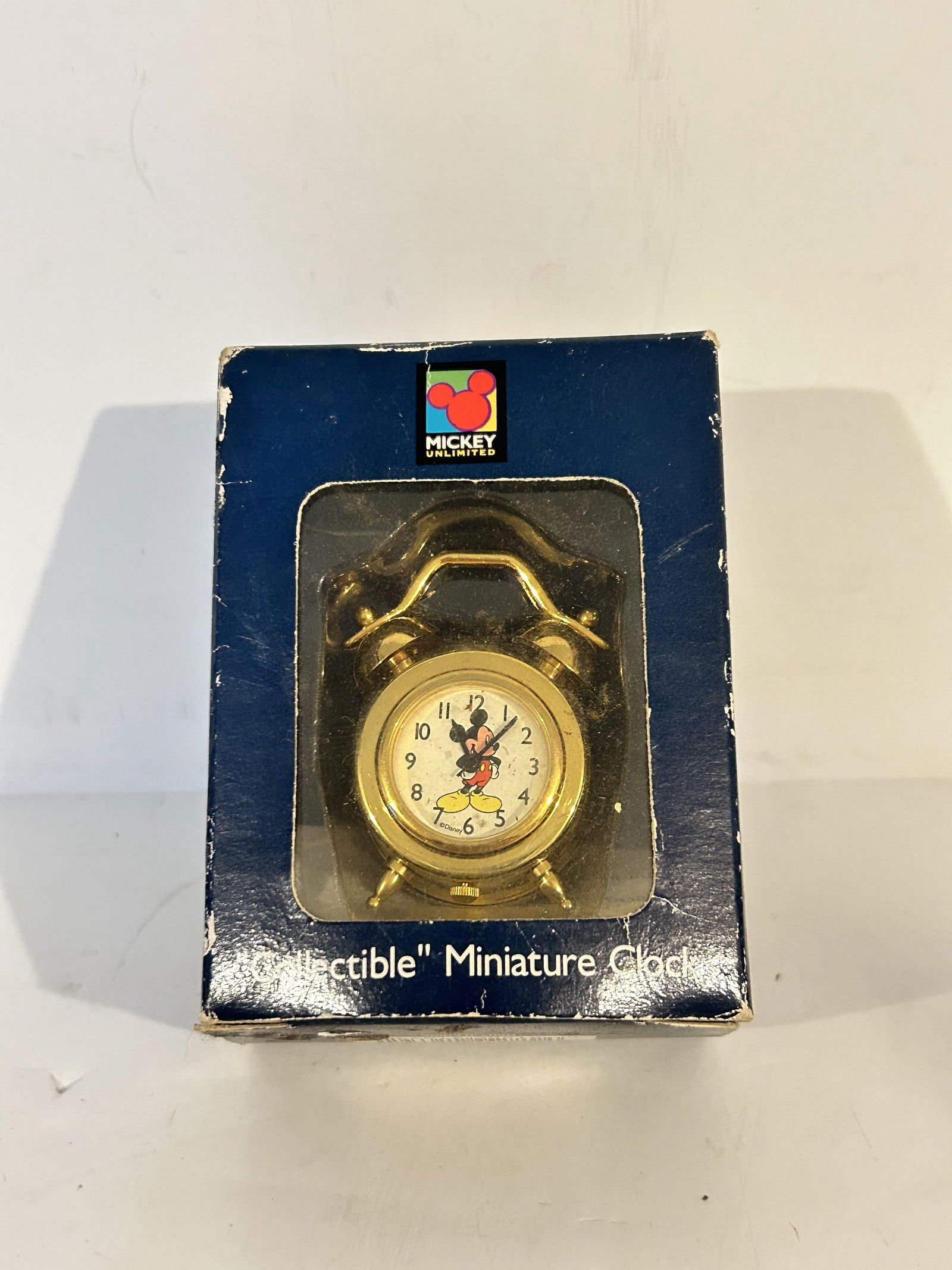 Disney Mickey Mouse Miniature Mini Alarm Clock Brass Gold Vintage NEW (1 of 4)