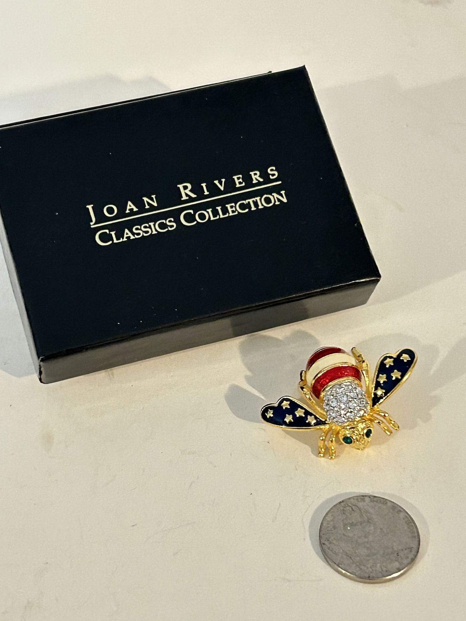 Vintage Joan Rivers Bug Bee Butterfly Rhinestone Enamel Jewelry Pin (1 of 5)