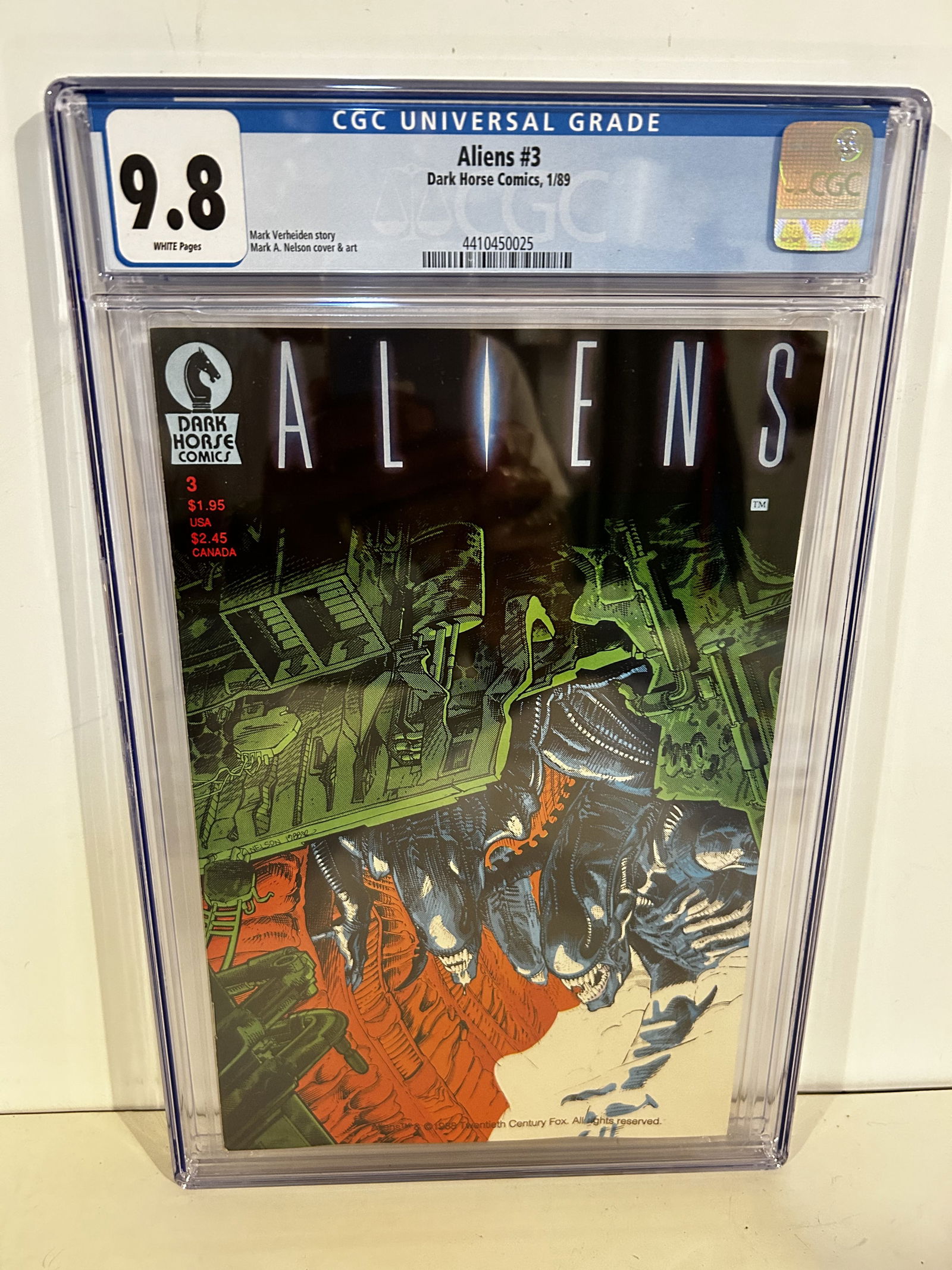 Vintage Comic Book Dark Horse Comics Aliens #3 (1989) CGC 9.8 WHITE Mark VERHEIDEN Mark A NELSON (1 of 2)