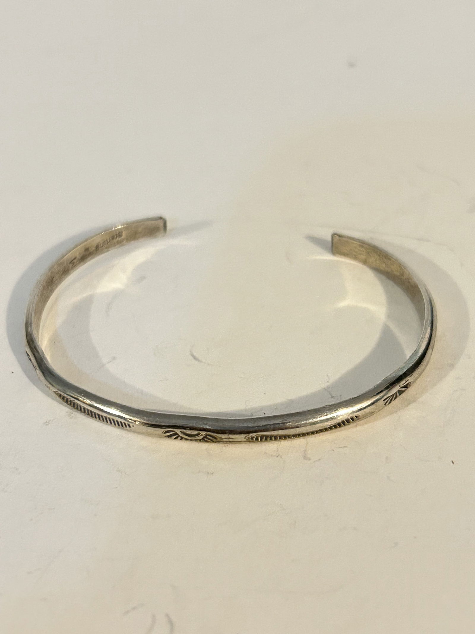Vintage Sterling Silver navajo indian Bracelet 6" signed M (1 of 5)