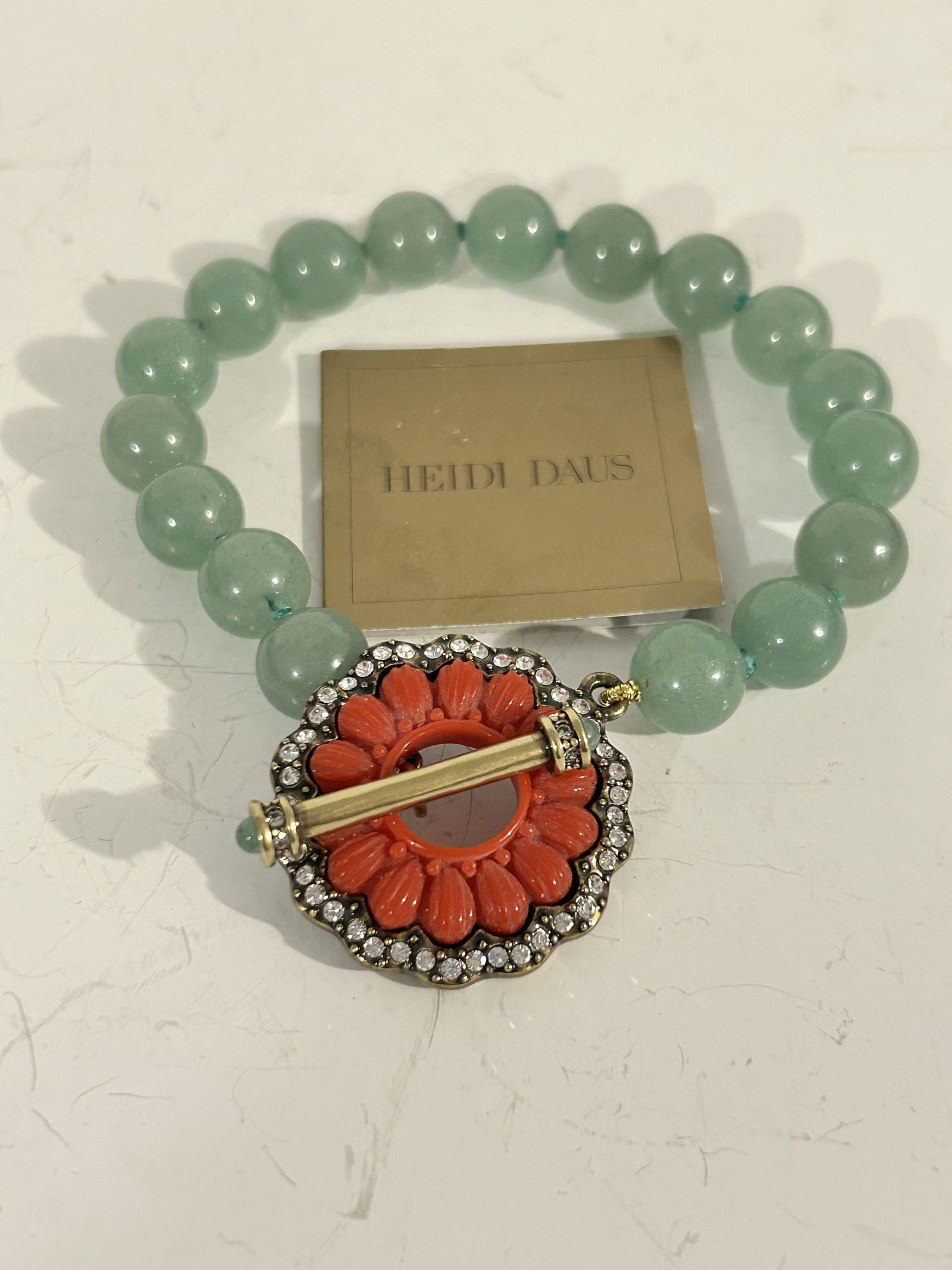 Heidi Daus Swarovski Crystal Jade Tennis Bracelet 8" (1 of 4)