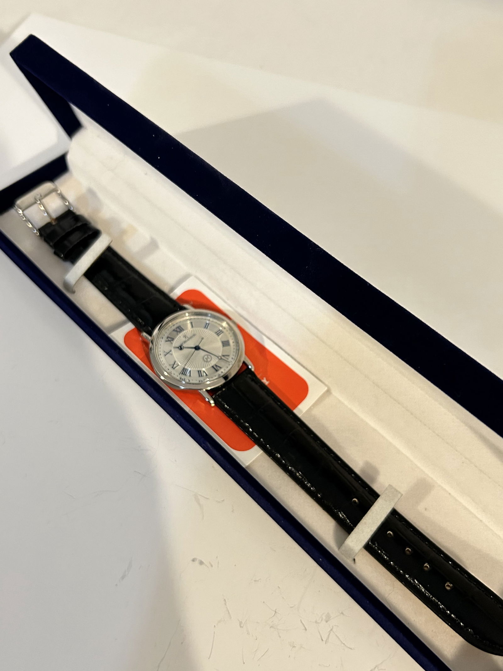 Romanson Premier men's chrome watch w/ Black genuine leather band NEW (1 of 7)