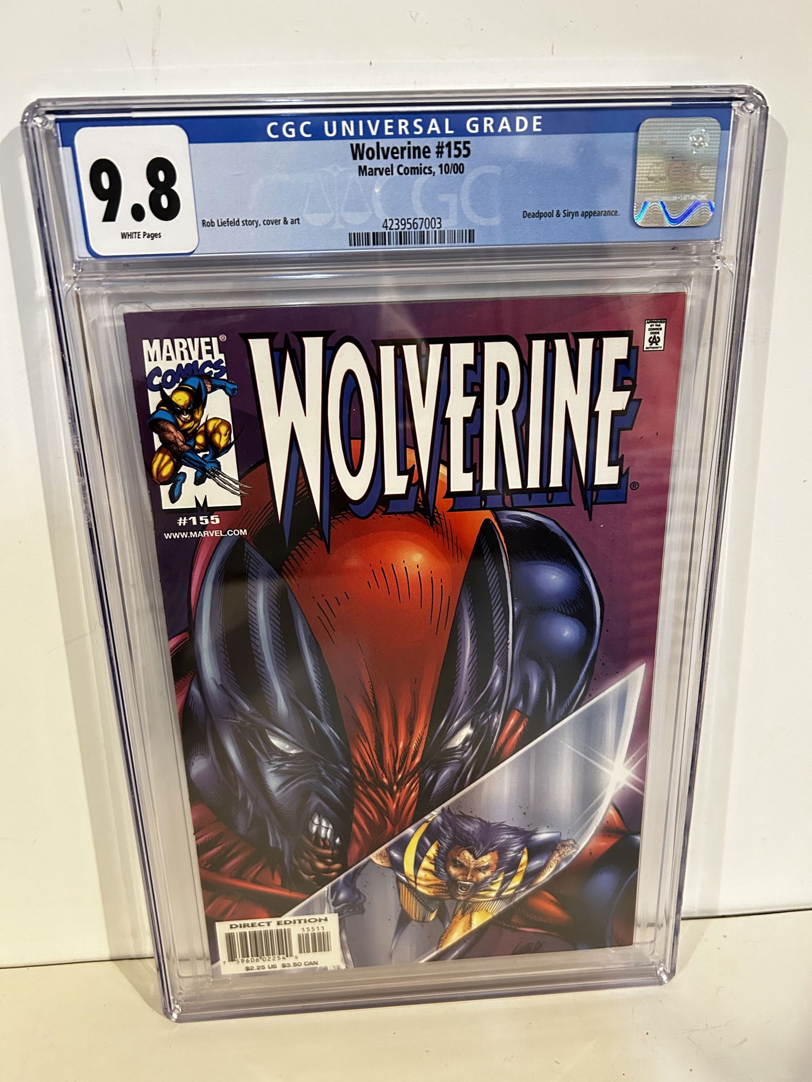 Vintage Comic Book Wolverine # 155 CGC 9.8 Wolverine vs. Deadpool (1 of 2)
